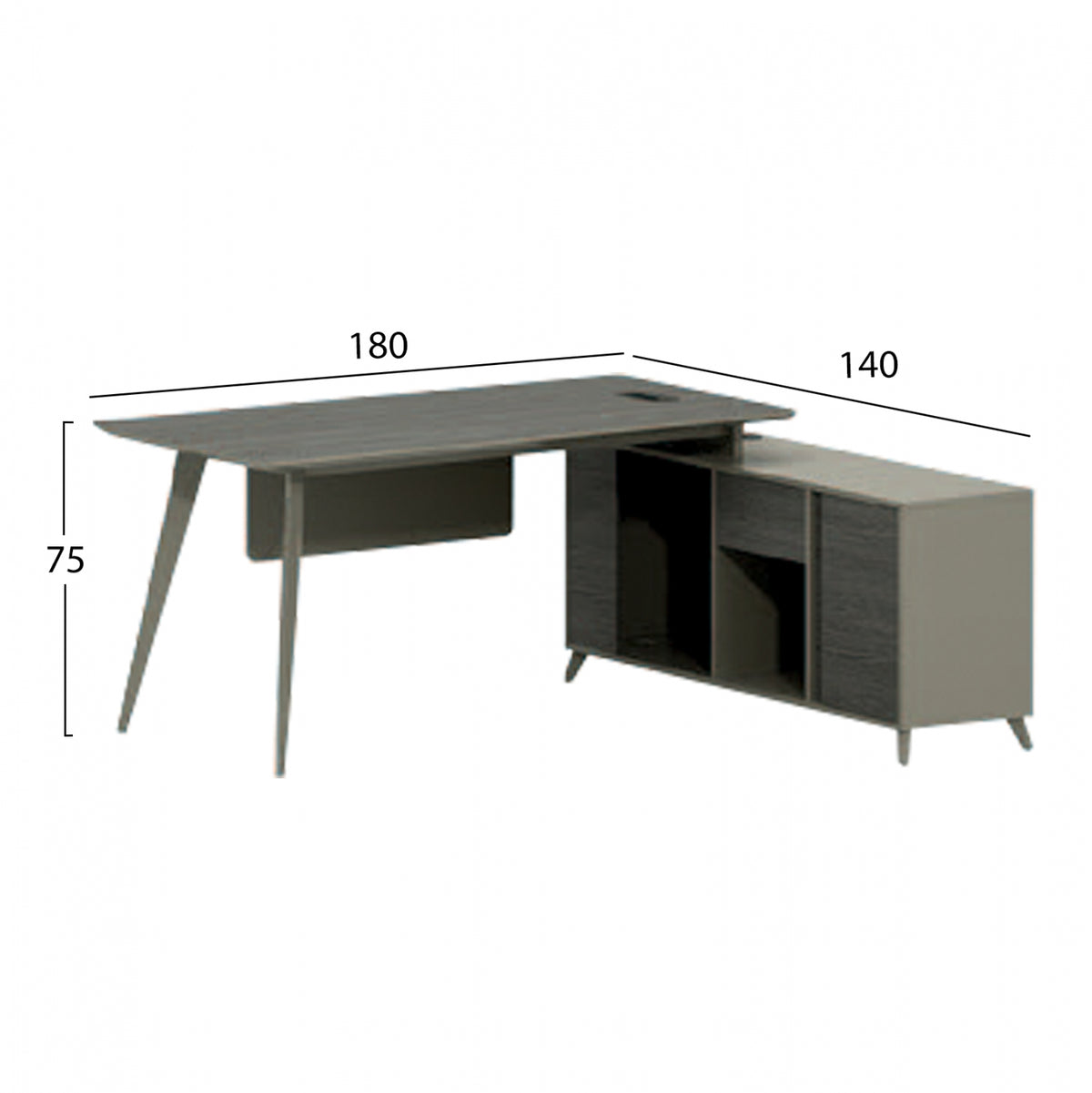 Професионален Офис Lux Серия 180x140x75 см обръщаем ъглов Мока и Пепел