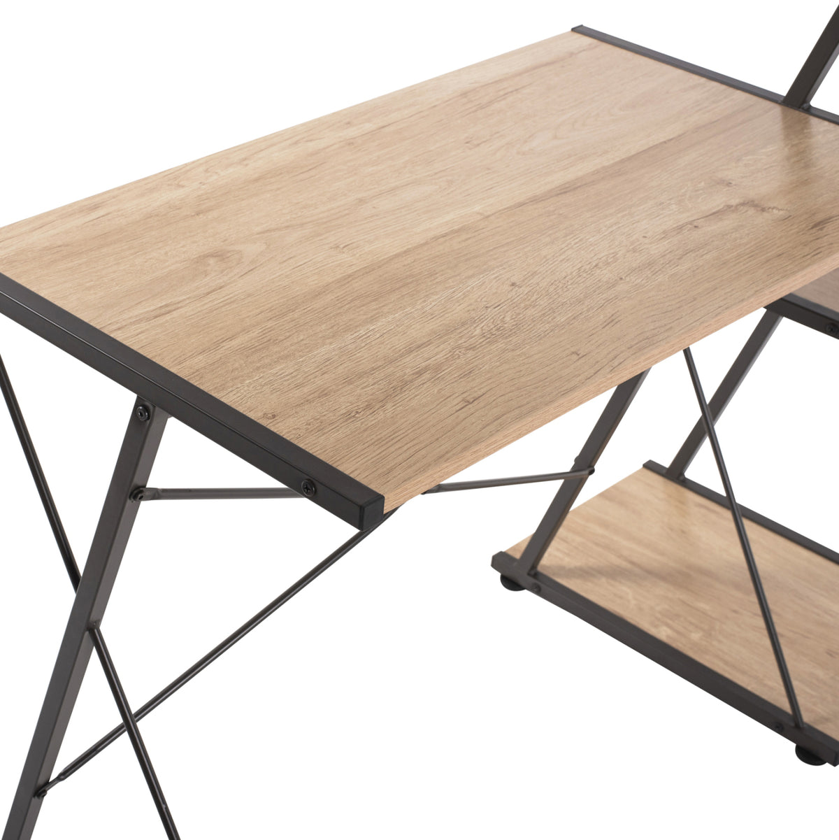 БЮРО NOREX МЕТАЛИК ЧЕРНО С МДФ ПЛОТ ЦВЯТ ДЪБ 116X48X89,5Hсм.
