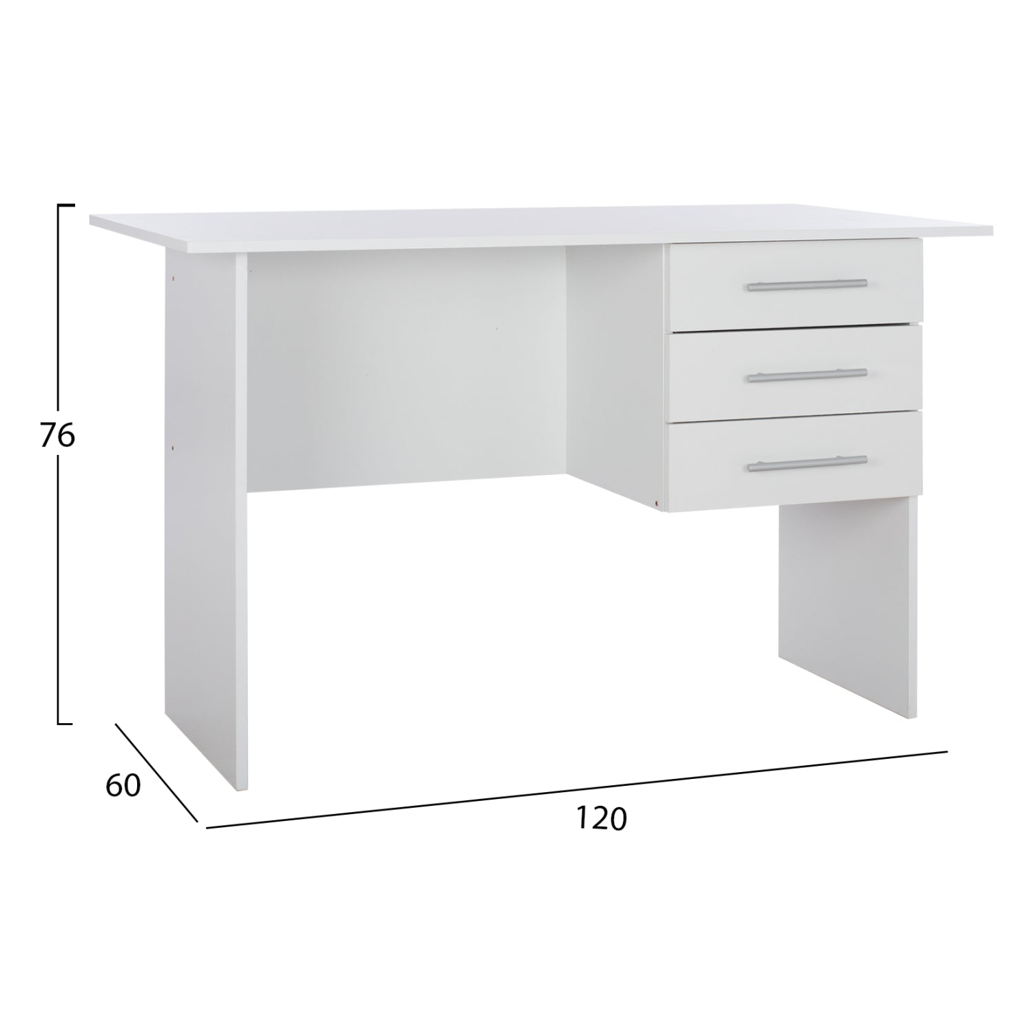 Бюро ENSLEY с меламин с 3 чекмеджета бяло 120x60x76 см.