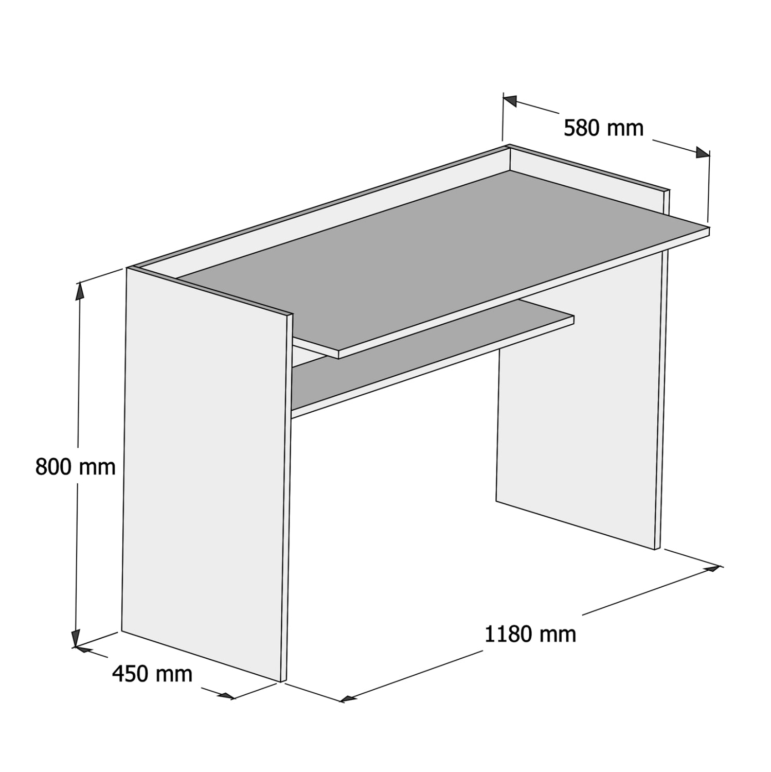 РАБОТНА МАСА МЕЛАМИН СИВО-БЯЛА 118x58x80Hсм.