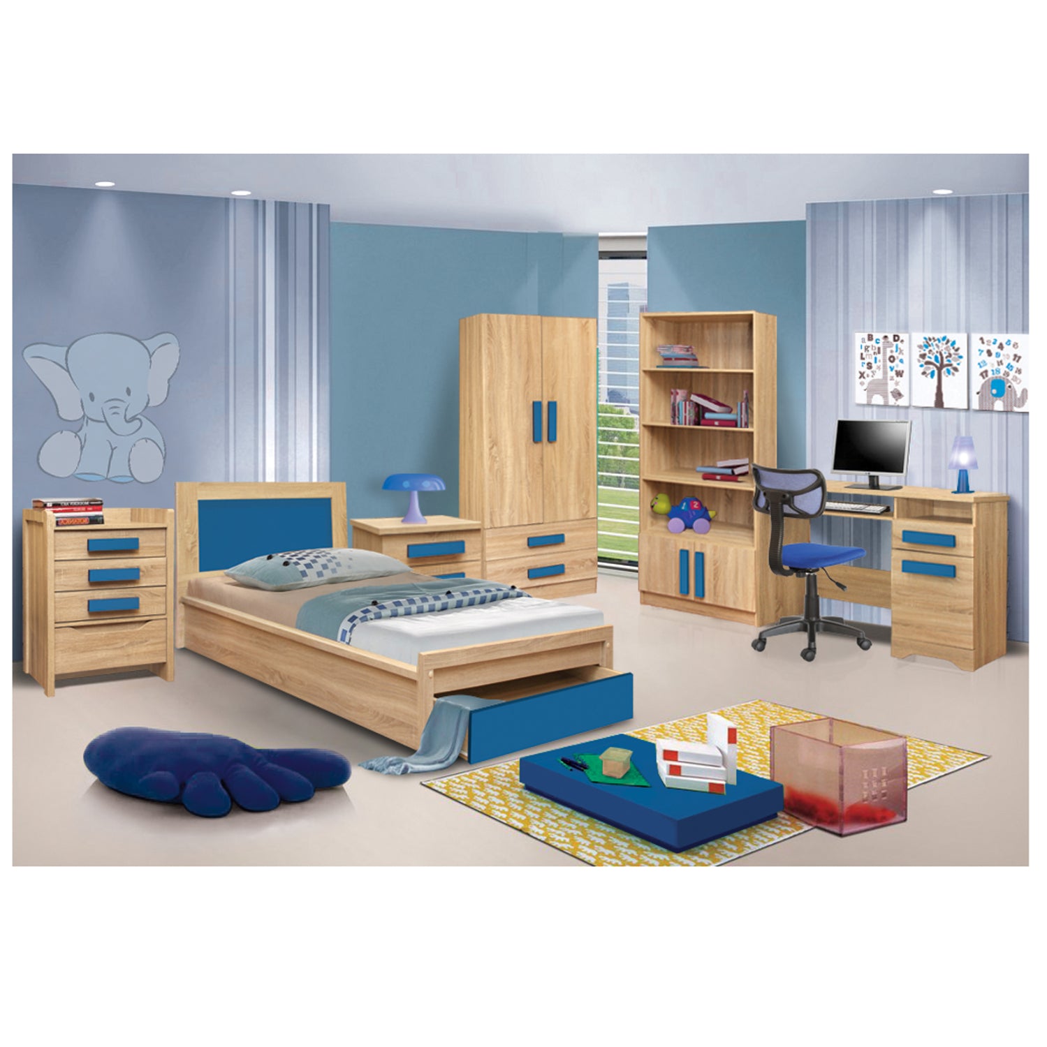 Бюро Playroom Sonama-Синьо с дръжки 110X55X76.5