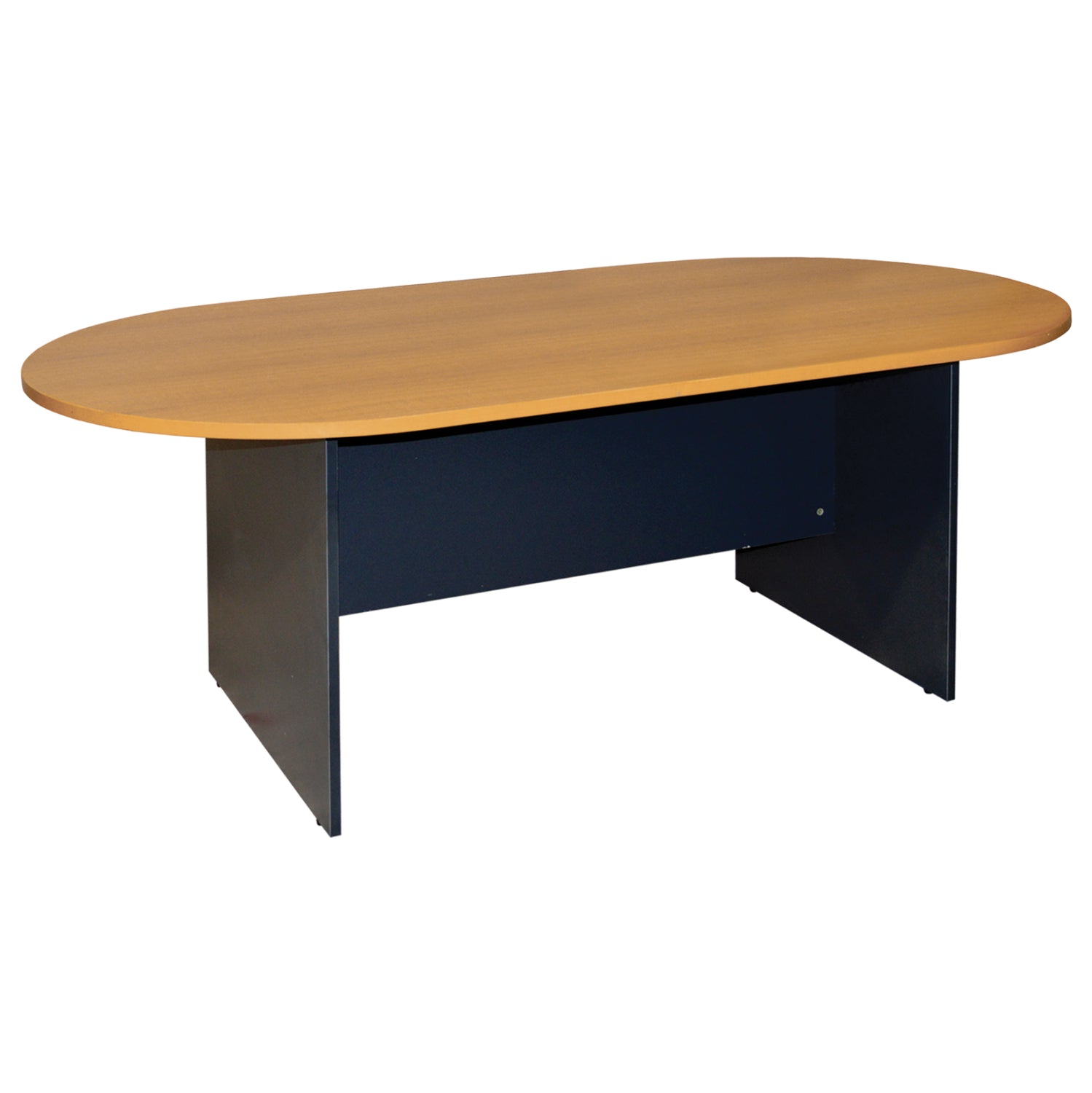 Овално конферентно бюро SIENNA меламин в антрацит - плот дъб 240x120x75Hсм.