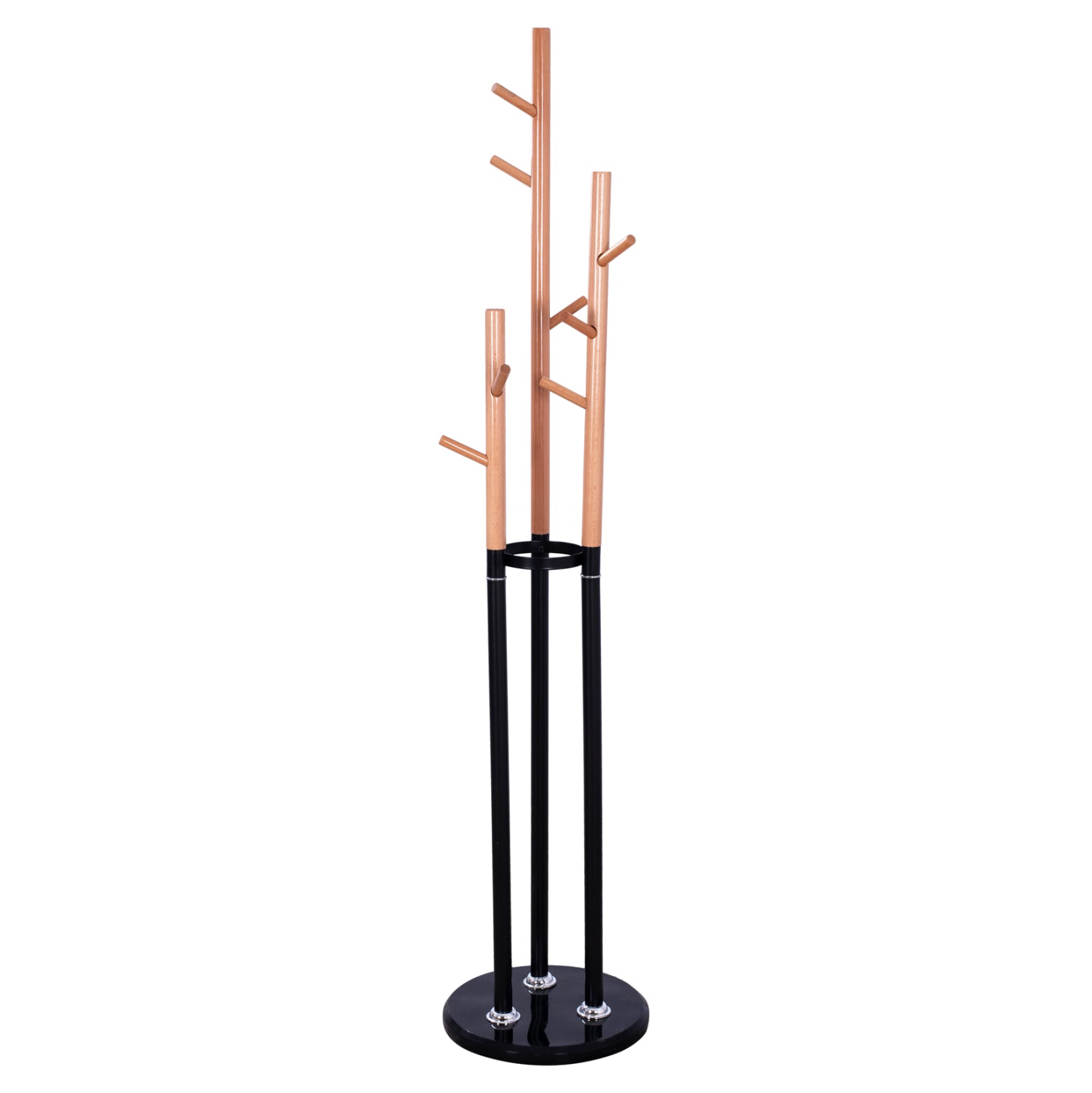 Закачалка за палта TRIPLE-PILLAR WYATT бук, черен метал и мраморна основа Φ37X173Hcm.