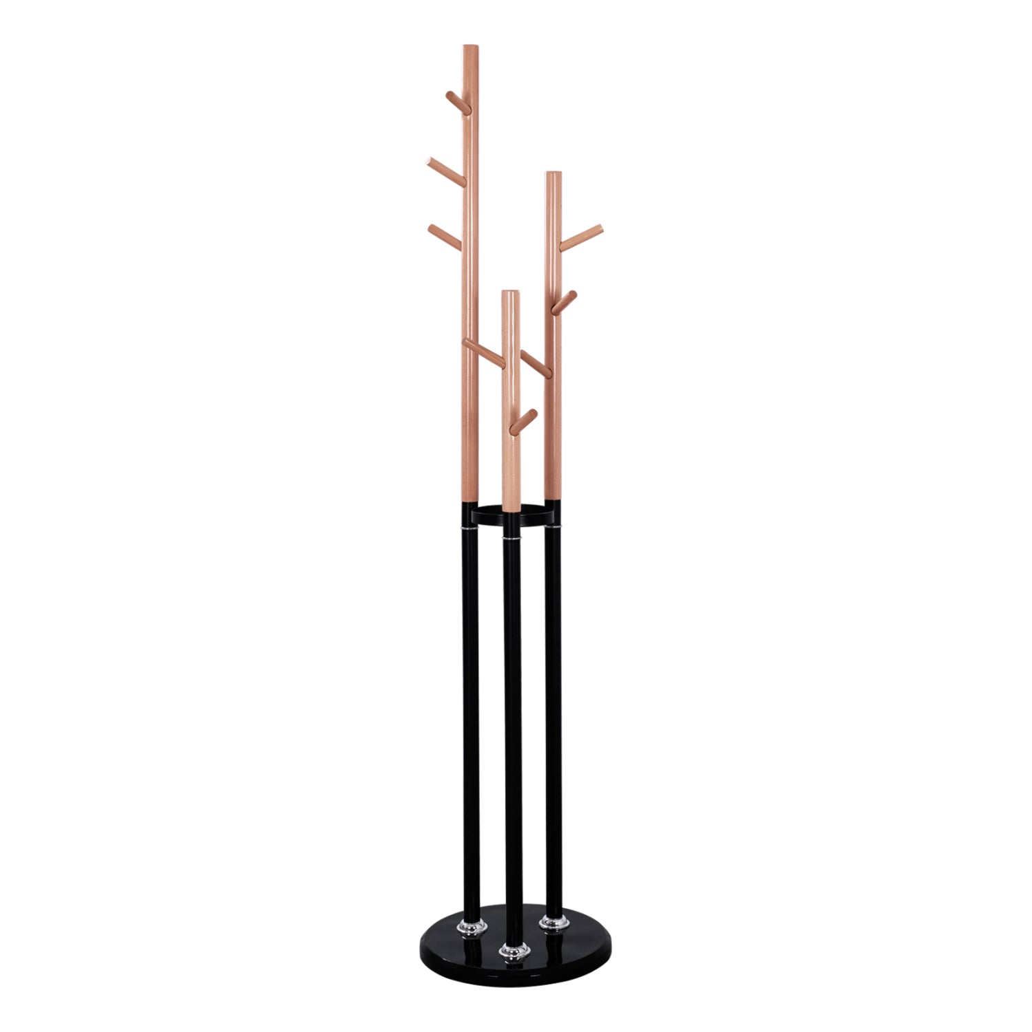 Закачалка за палта TRIPLE-PILLAR WYATT бук, черен метал и мраморна основа Φ37X173Hcm.