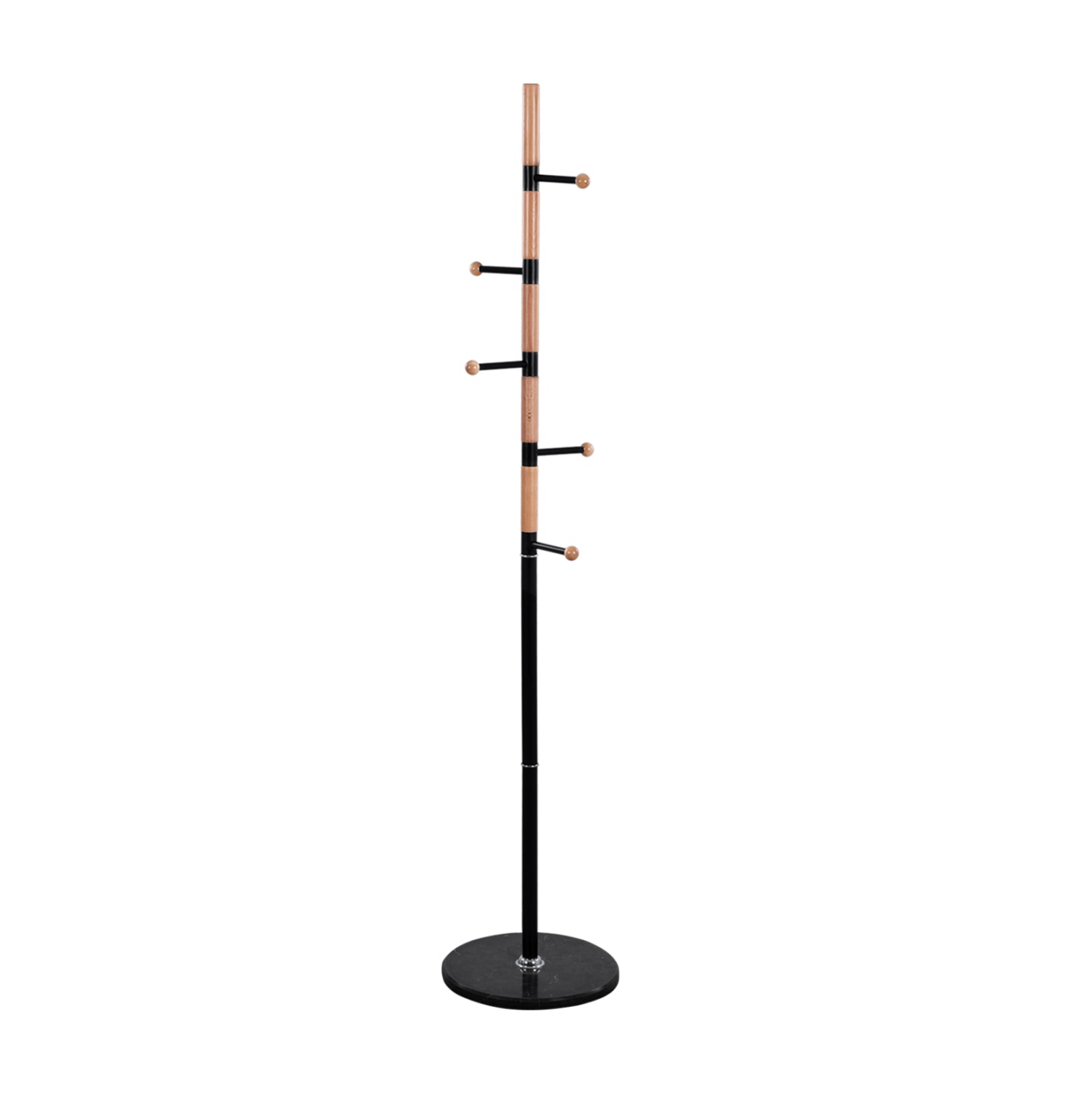 Закачалка за палта MERCURY бук, черен метал, черна мраморна основа Φ37x176Hcm