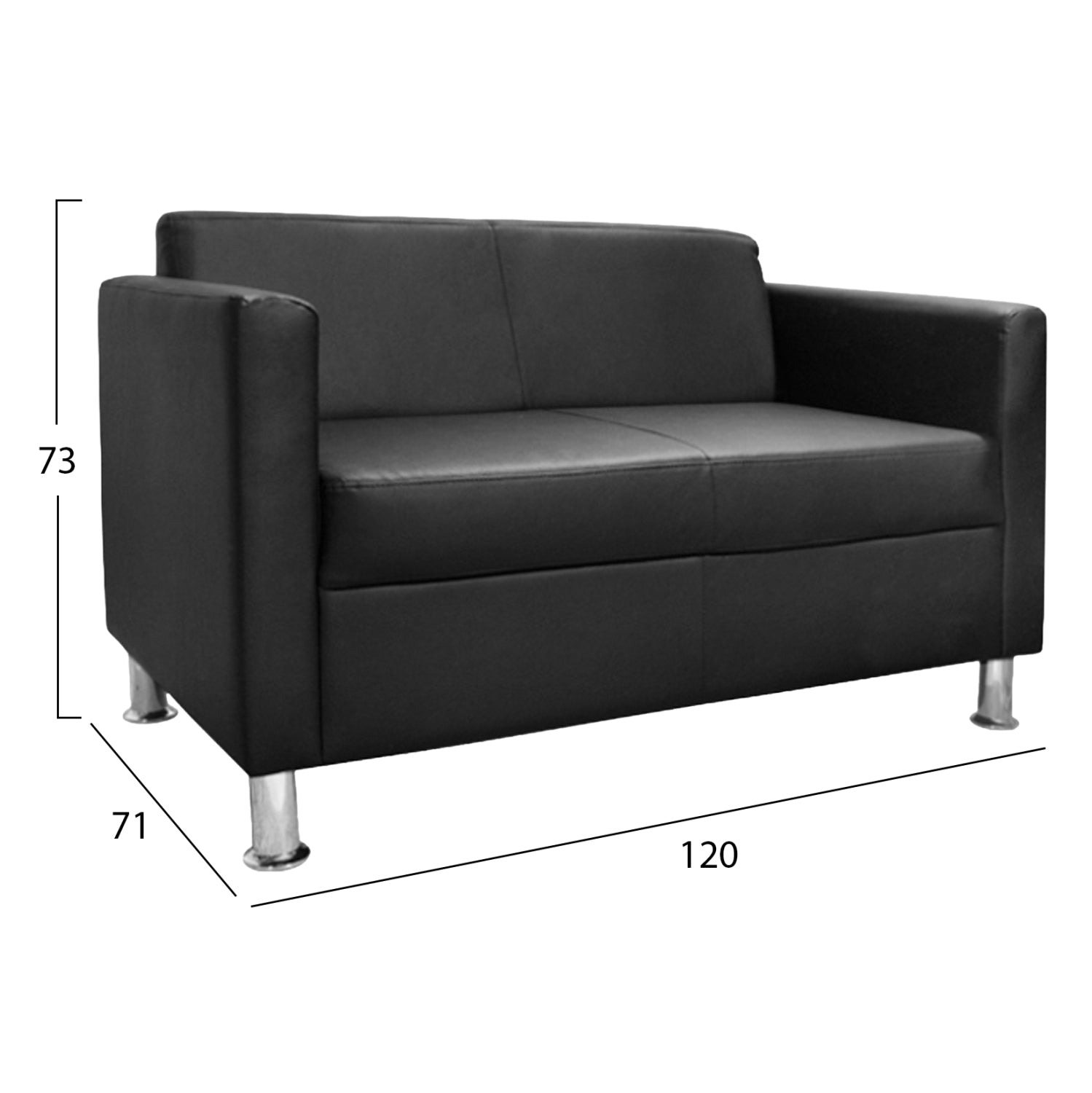 Диван 2-местен Комо PU черен 120x71x73см