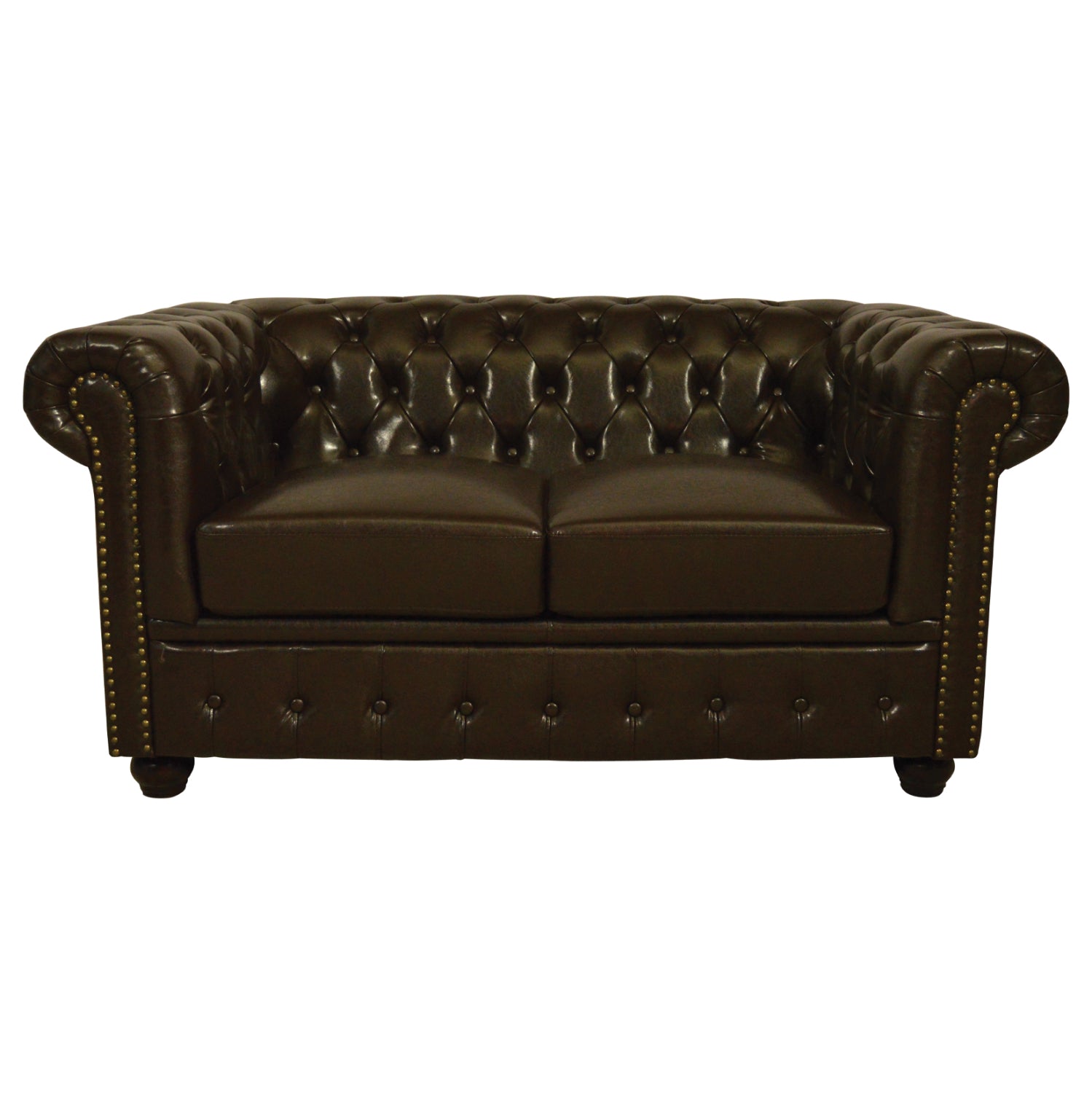 Диван 2-местен Монтео тип тъмнокафяв изкуствена кожа 155x90x73 см