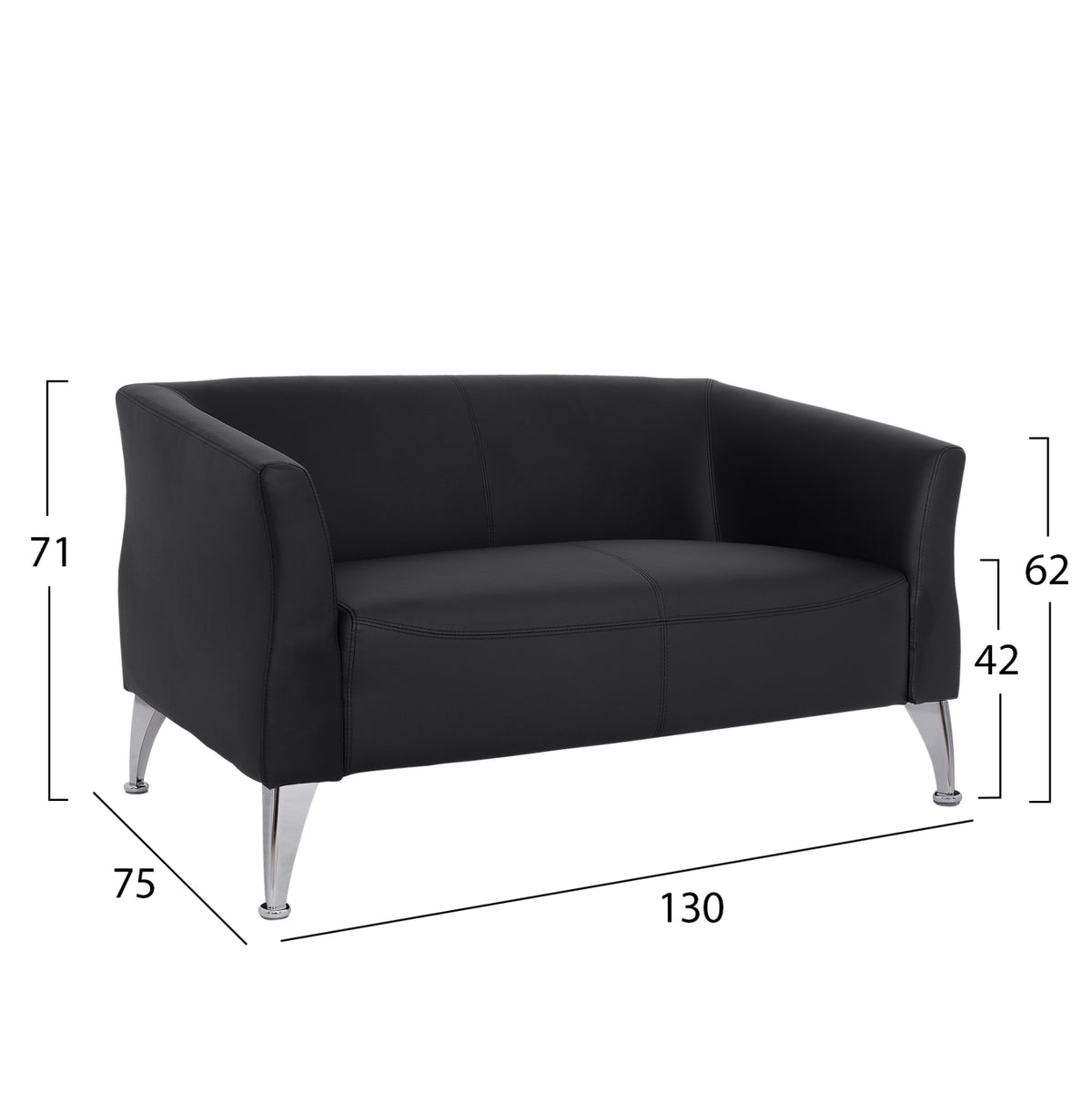 Диван 2-местен Генуа черен PU 130x75x71 см