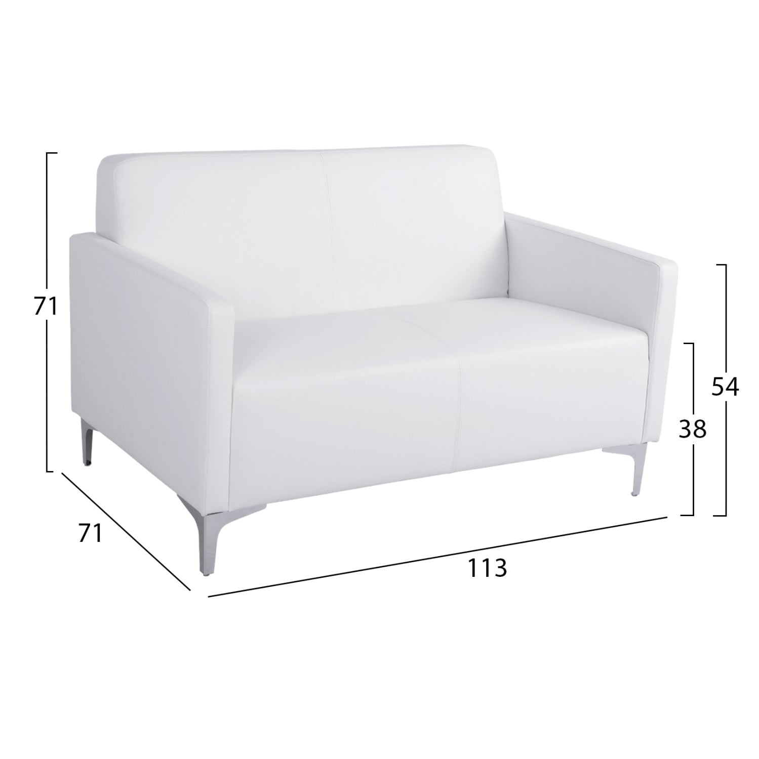 Диван за двама Сиракуза с бял PU 113x71x71cm