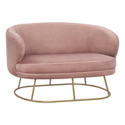 Диван 2 места от кадифе прасковено розово с златиста основа 125X80X84cm