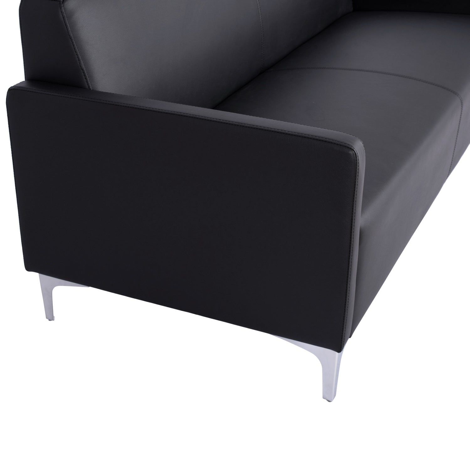 Диван за трима Сиракуза с черен PU 163x71x71cm