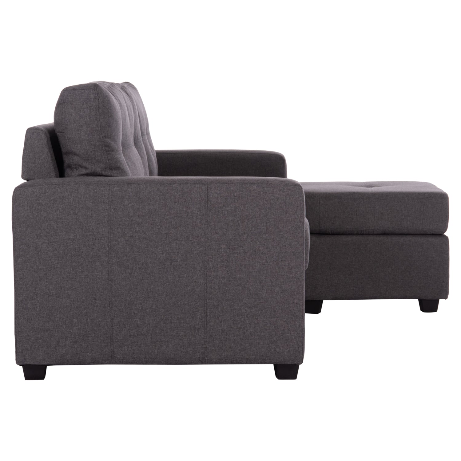 Двулицев ъглов диван сив плат 205x82-140x87H см