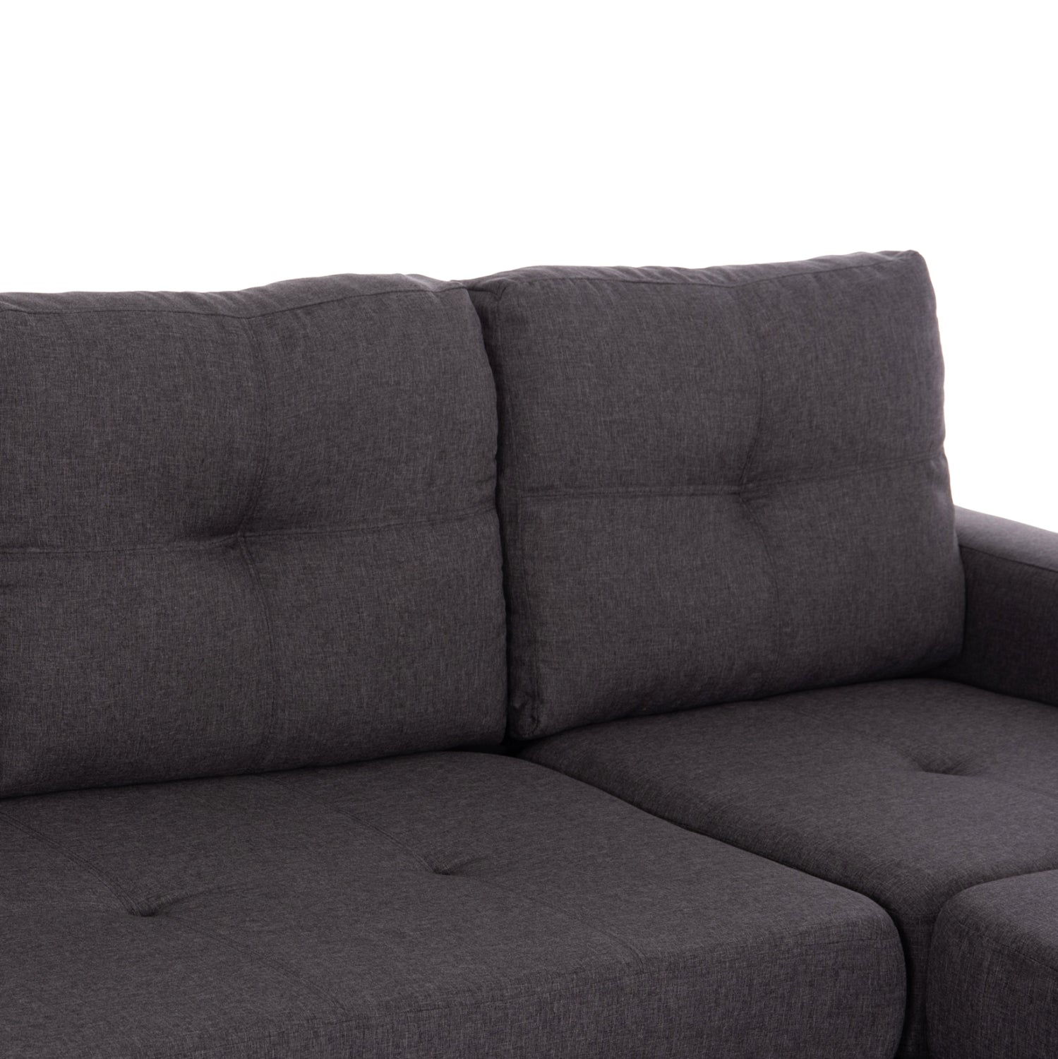 Двулицев ъглов диван сив плат 205x82-140x87H см