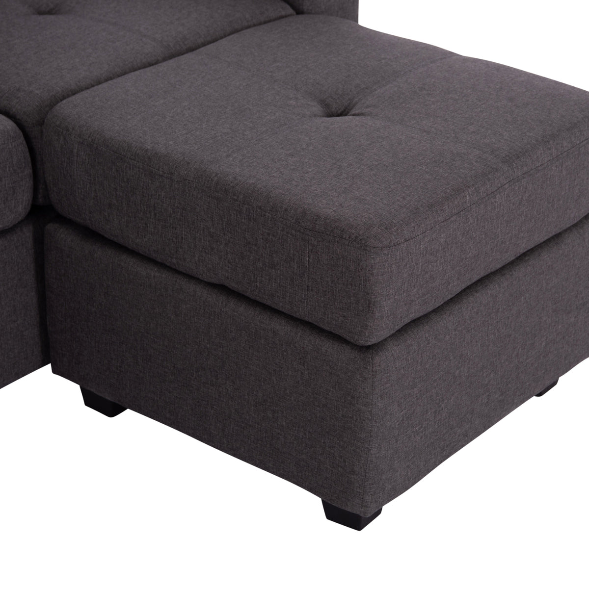 Двулицев ъглов диван сив плат 205x82-140x87H см