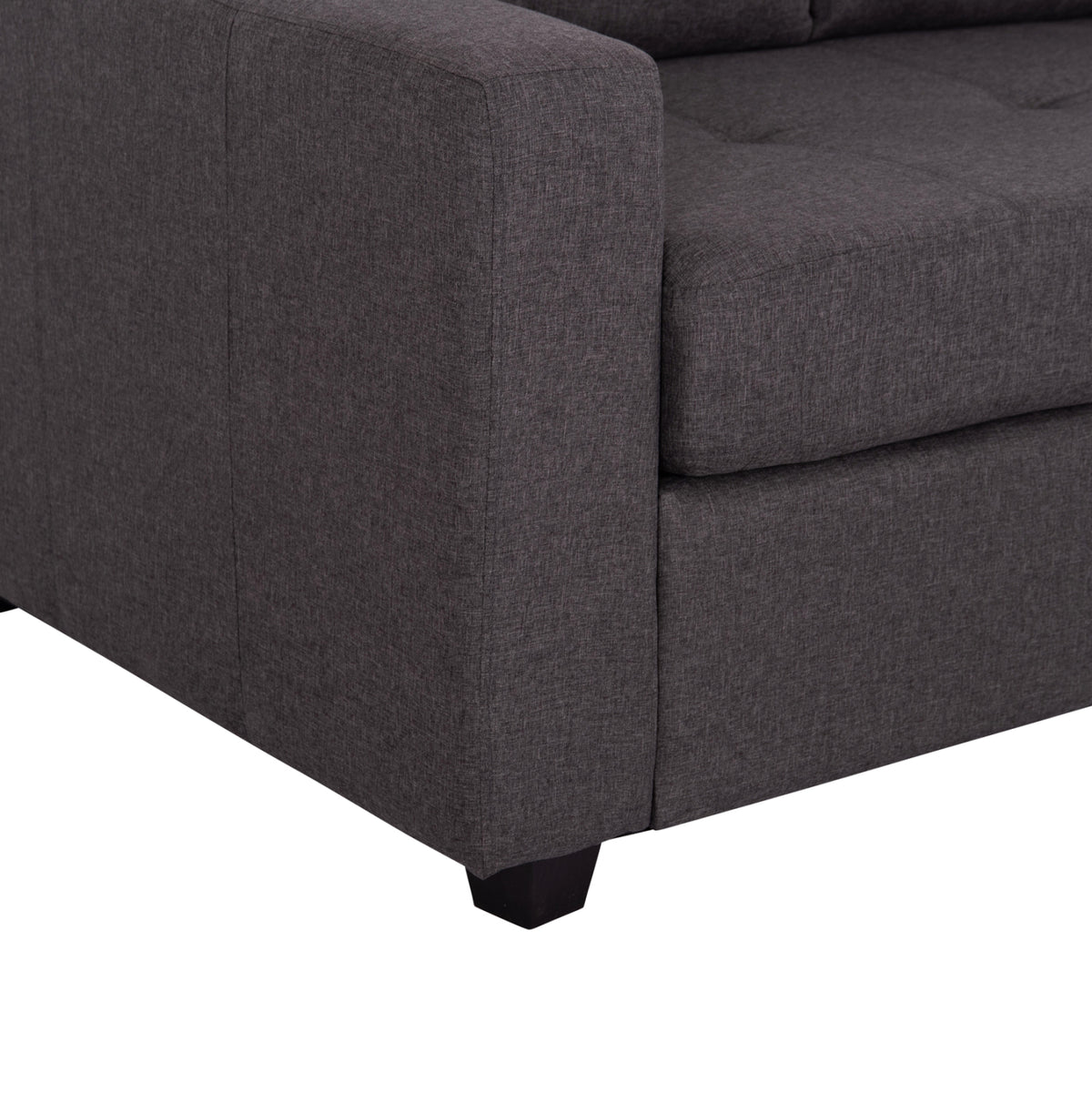 Двулицев ъглов диван сив плат 205x82-140x87H см