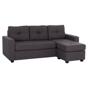 Двулицев ъглов диван сив плат 205x82-140x87H см