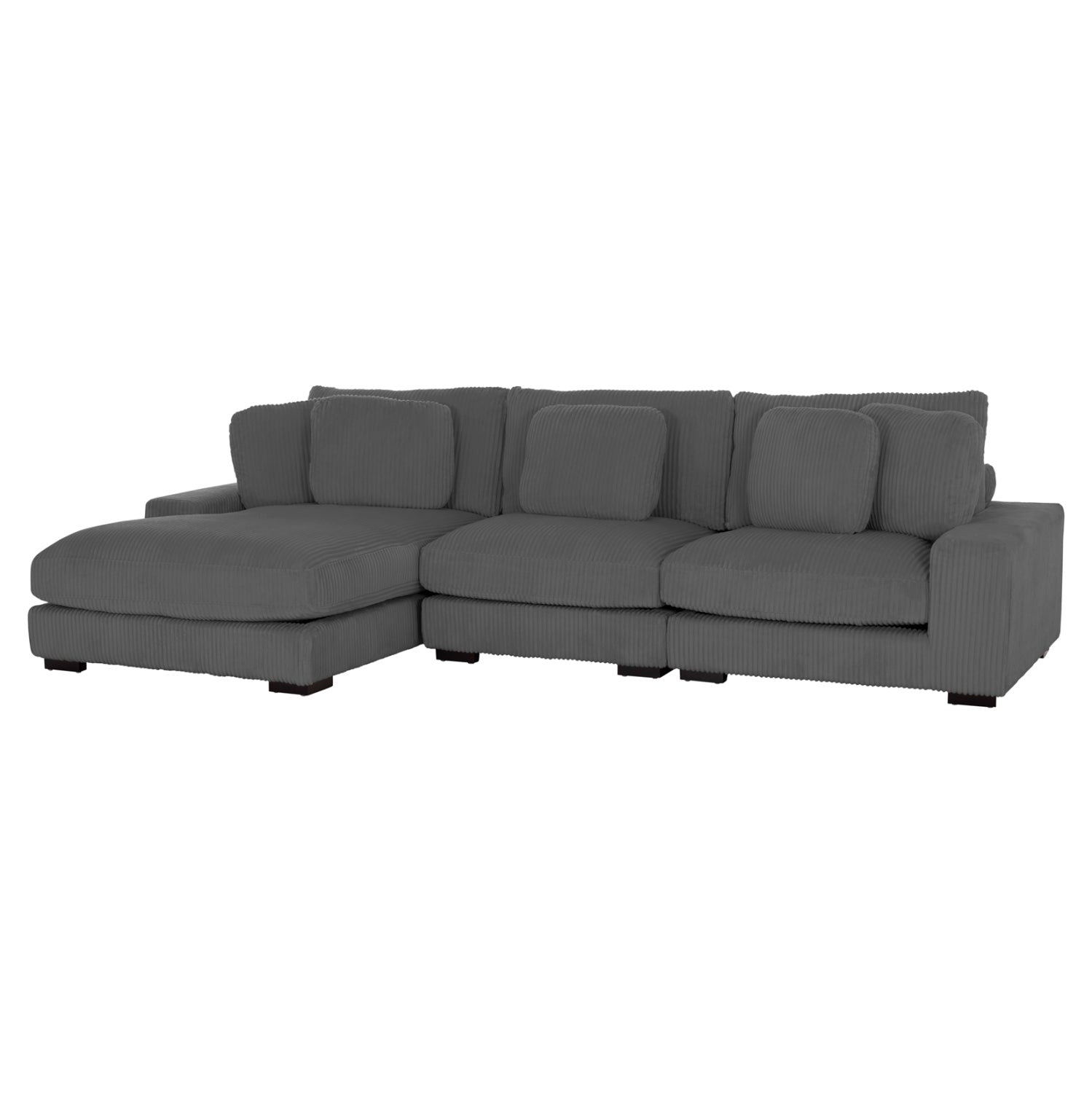 Ъглов диван ляв CRANFIELD.01L сив корд плат 315x167(ъгъл)x67Hcm