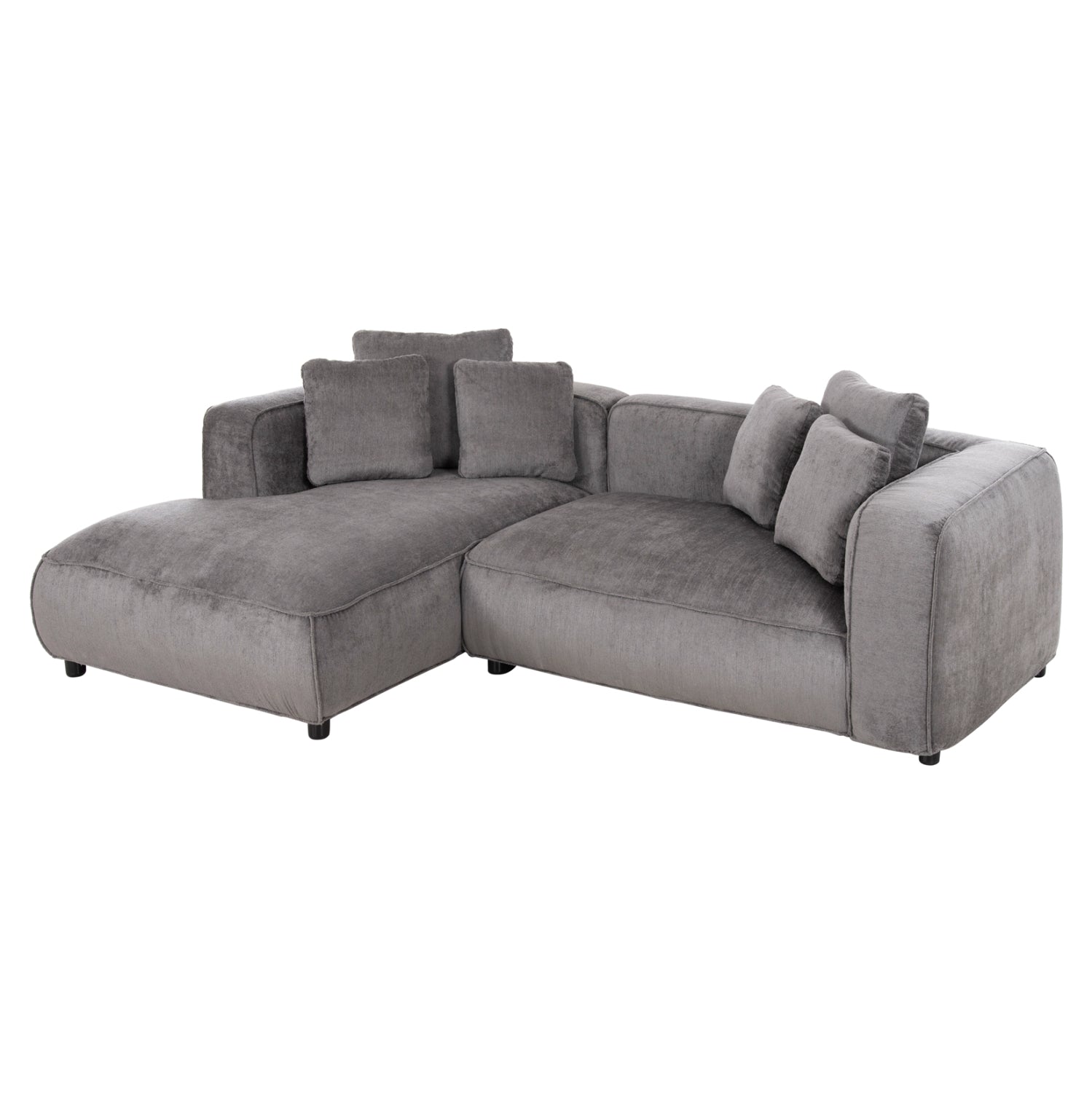 Ъглов диван (ляв) 3-местен Волтера.03L сива тъкан 252x105-160x70-90Hсм.