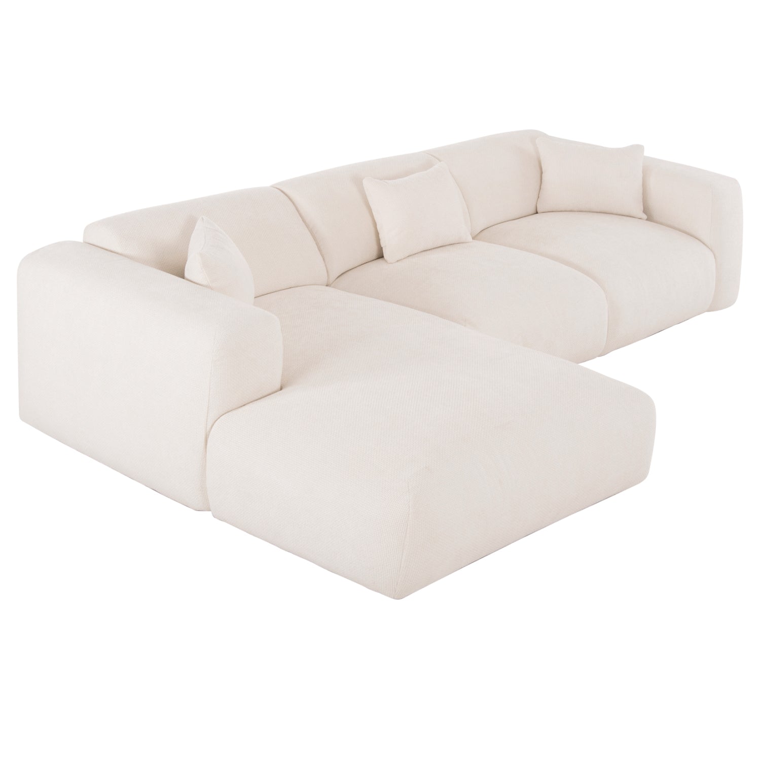 Ъглов диван (ляв) Орбетело.02L бяла тъкан 110-282x98-160x72Hсм.