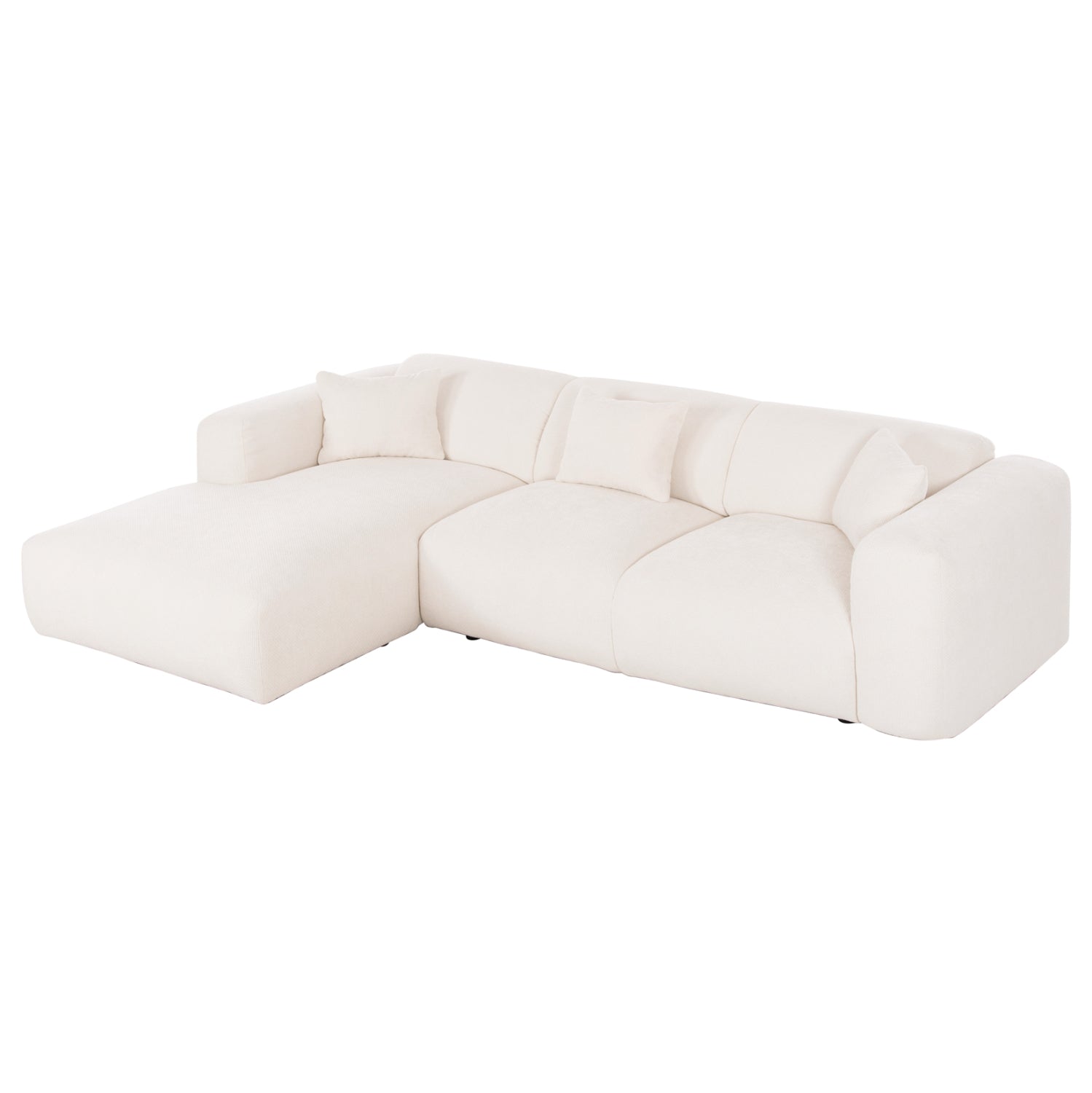 Ъглов диван (ляв) Орбетело.02L бяла тъкан 110-282x98-160x72Hсм.