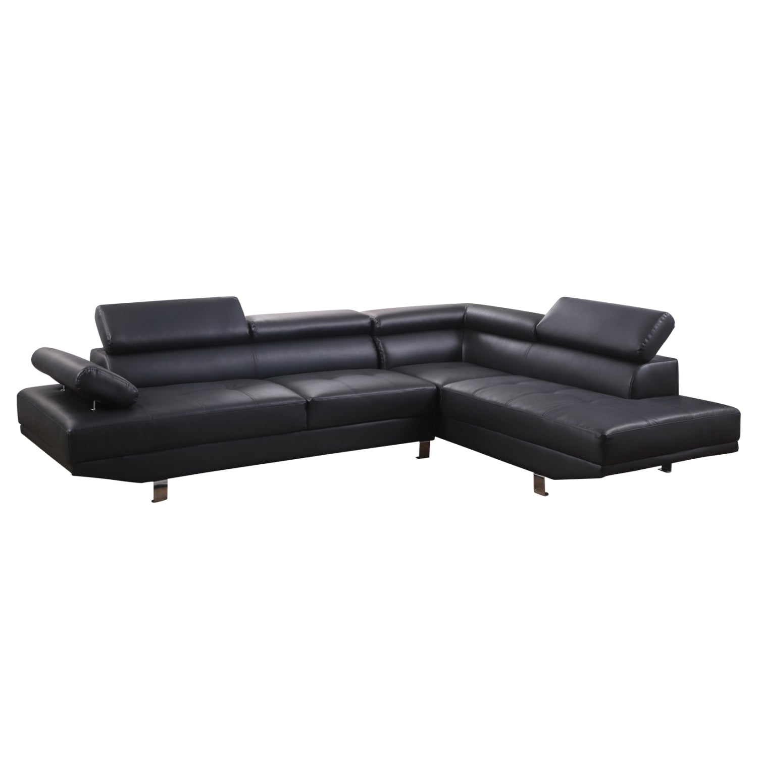Ъглов диван Болоня десен от черен PU 270x200x87 см