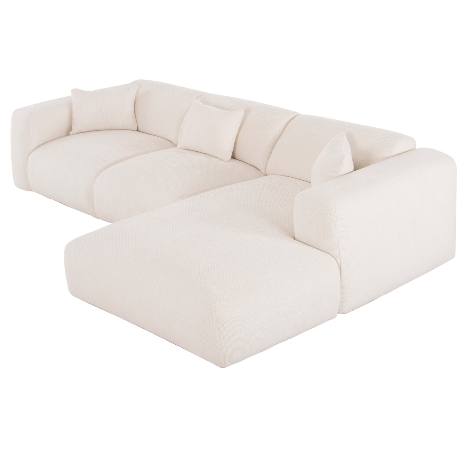 Ъглов диван Орбетело.02R бяла тъкан 110-282x98-160x72Hсм.