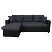 Ъглов диван легло Белано 220x146x86 Сив с черен PU