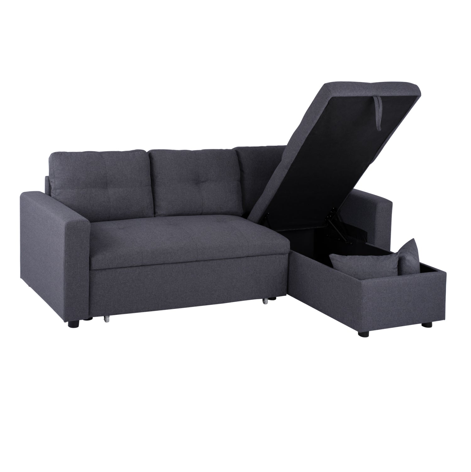 Ъглов диван легло Белано 224x147x85 Сива тъкан
