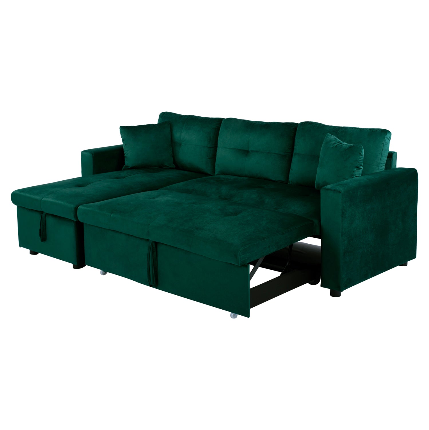 Ъглов диван легло Белано 224x147x85 Кипарис зелена кадифе