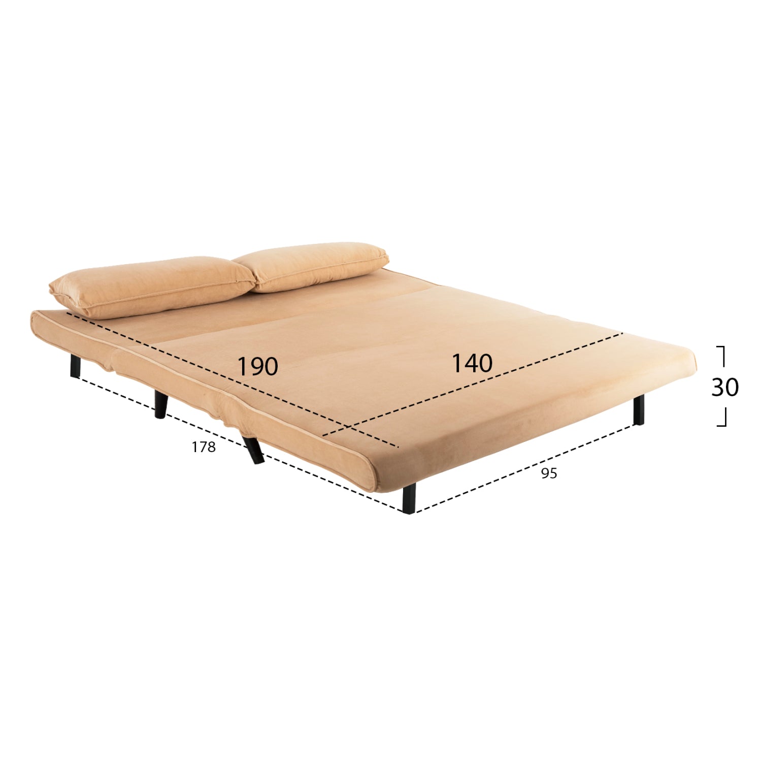 ДИВАН ЛЕГЛО ЗА 2 ЧОВЕКА Ливорно ВЕЛВЕТ В БЕЖОВ ЦВЯТ 140x80x77Hсм.