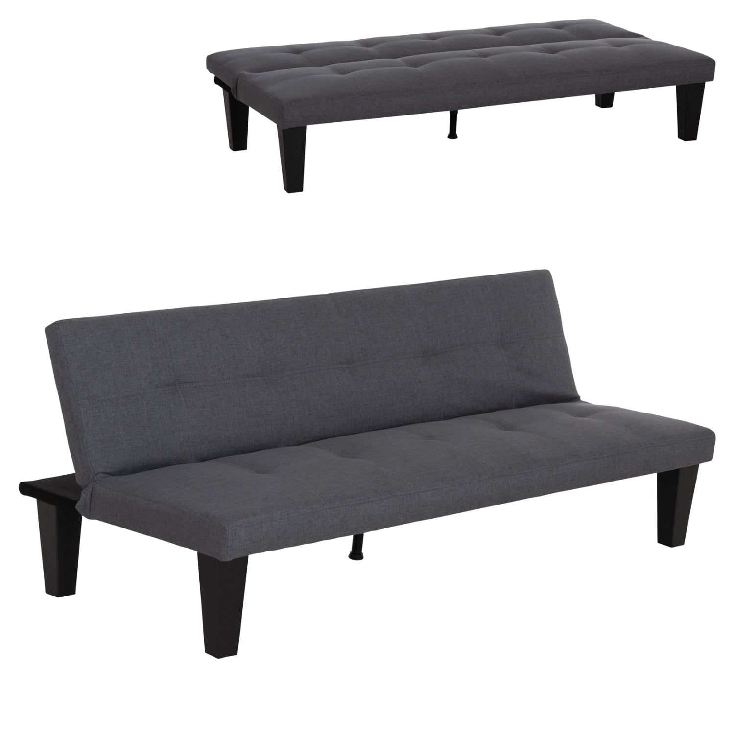 Диван с функция сън за двама Абано сив PU кожа 165x75x64Hсм.