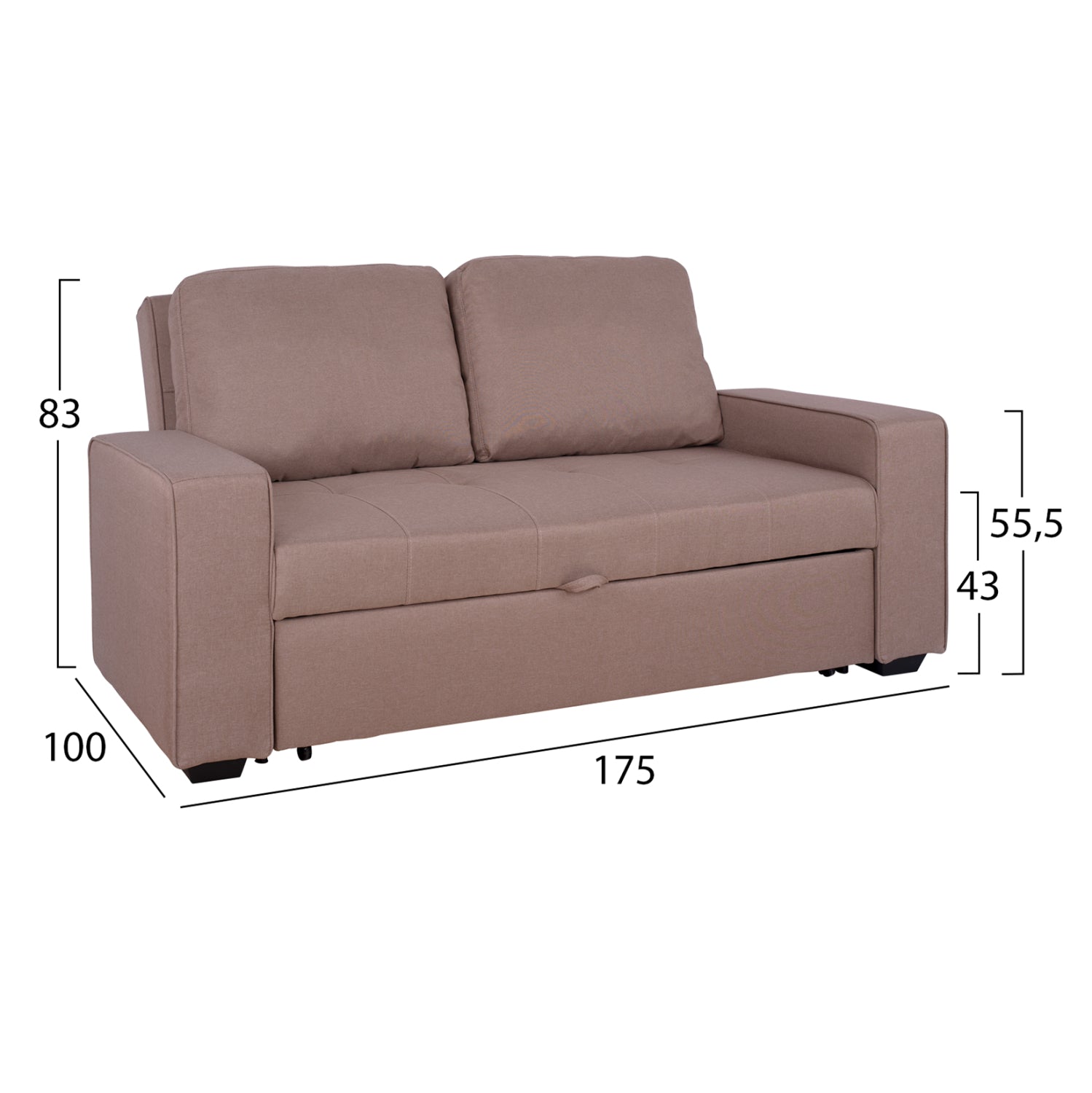 Диван/легло Флоренция 2-местен с бежова тапицерия 175x100x83 см