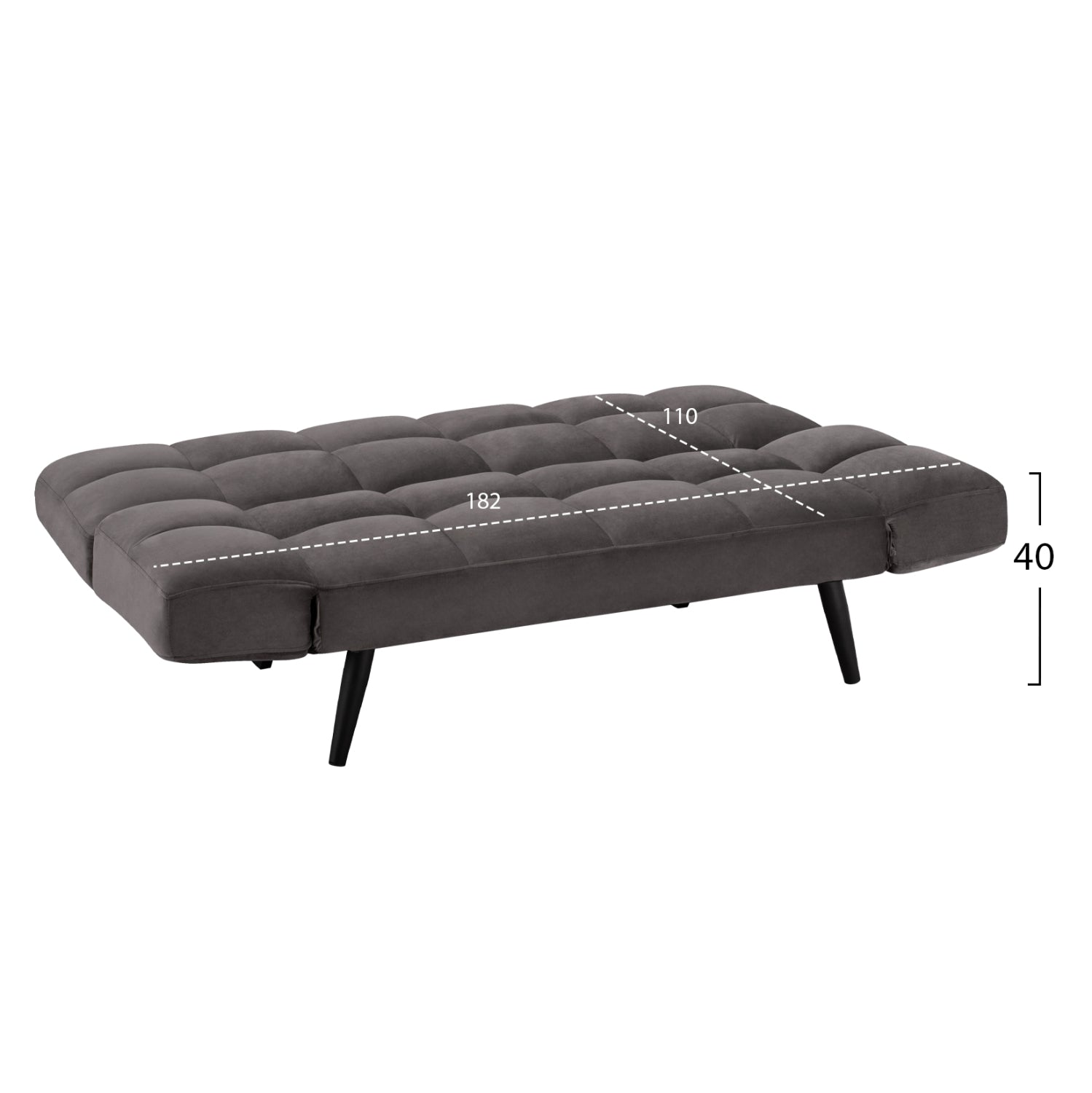 Разтегателен Диван 3-местен от сив кадифе 182x80x88 см