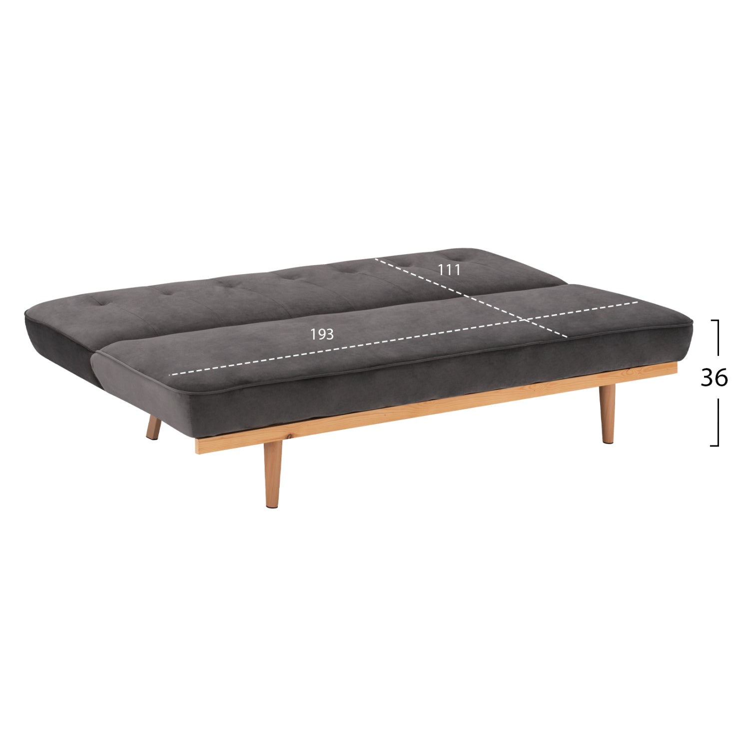 Разтегателен диван 3-местен от Помпей сив 193x85x88 см.