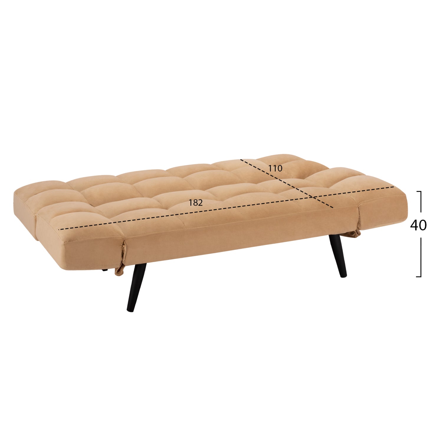 Разтегателен Диван 3-местен Кадифе Бежов 182x80x88 см