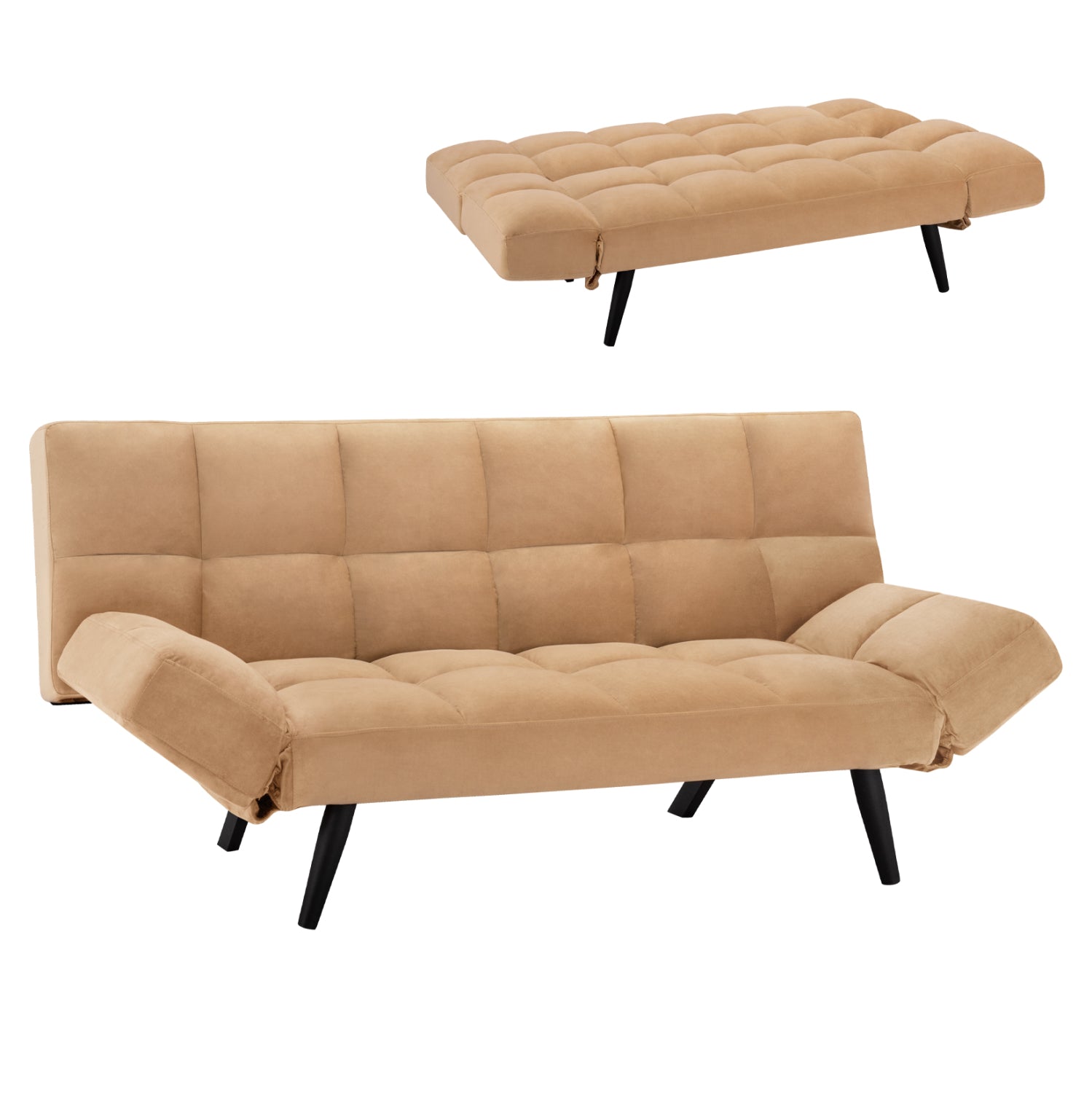 Разтегателен Диван 3-местен Кадифе Бежов 182x80x88 см