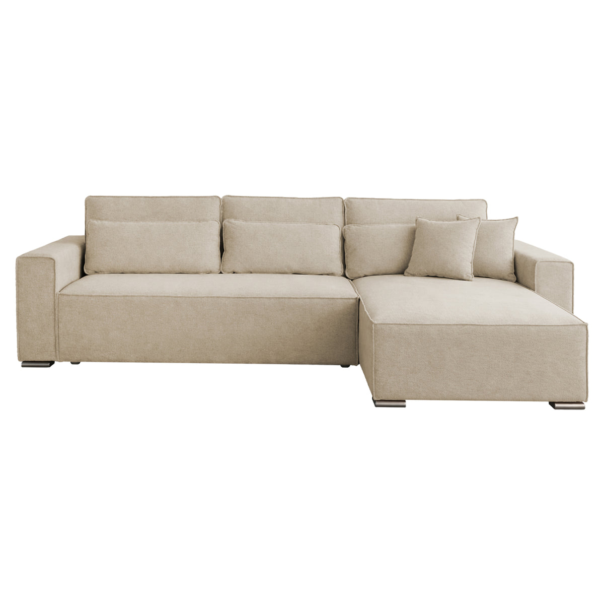 Двулицев ъглов диван с функция сън Кальяри бежов плат 269x155x89Hсм.