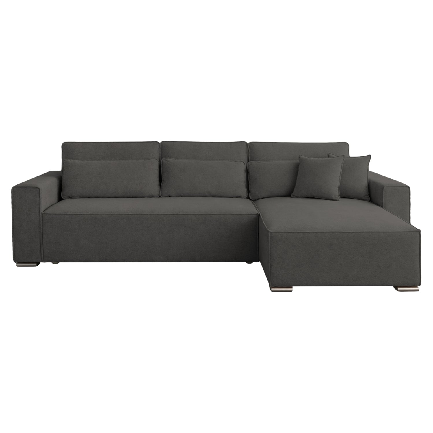 Двулицев ъглов диван с функция сън Кальяри сив плат 269x155x89Hсм.