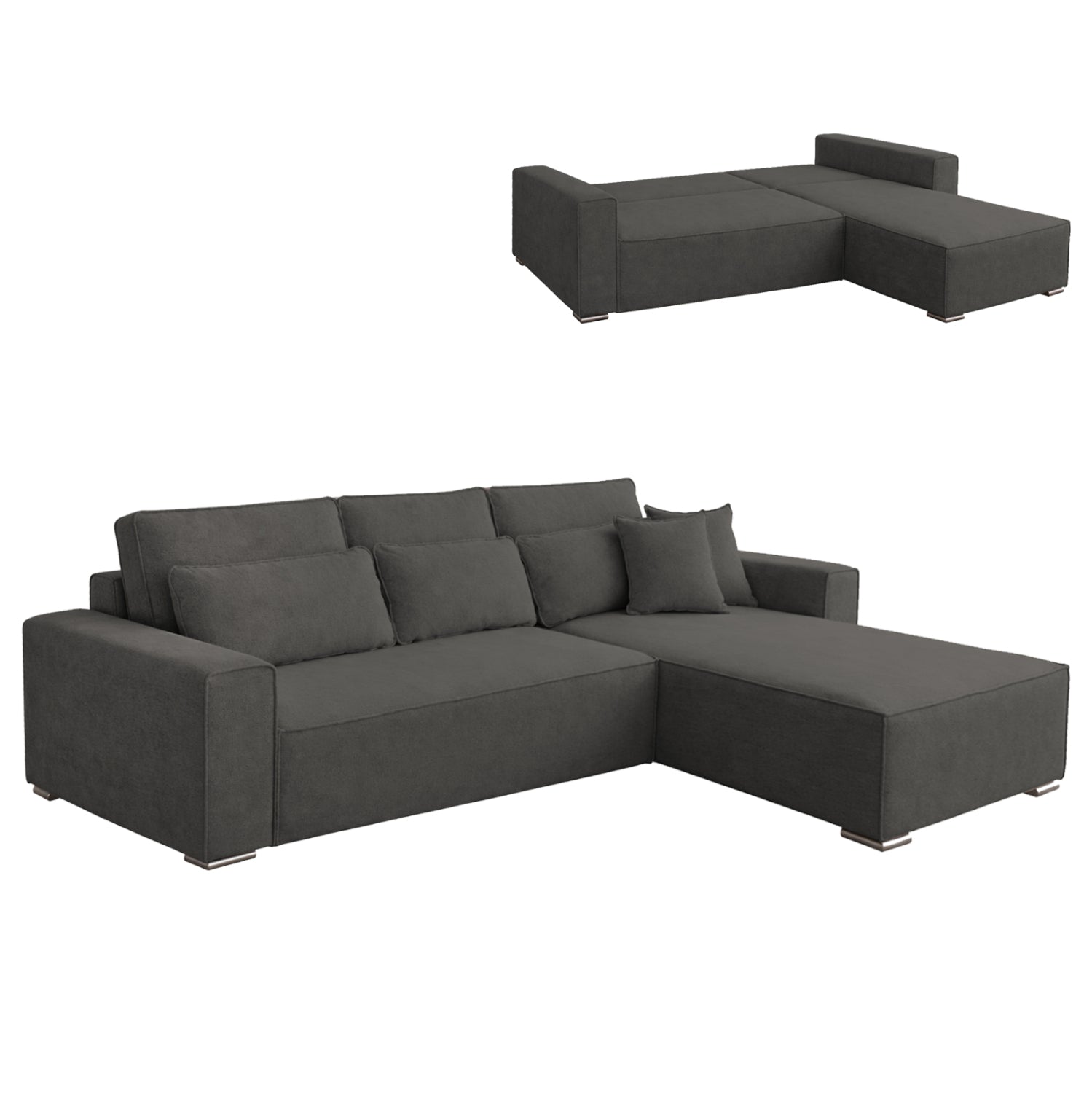 Двулицев ъглов диван с функция сън CORNERA бежов плат 269x155x89Hсм.