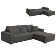 Двулицев ъглов диван с функция сън Кальяри сив плат 269x155x89Hсм.