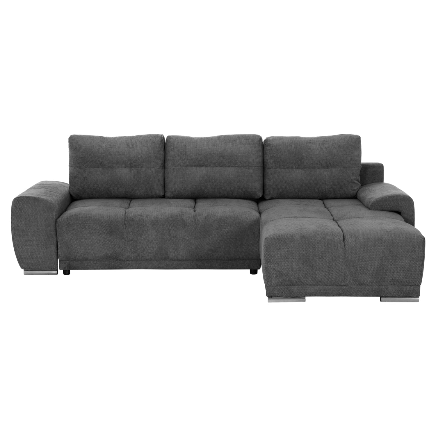 Ъглов диван с функция сън десен Сатурния.01R сив плат 270x181x75Hсм.