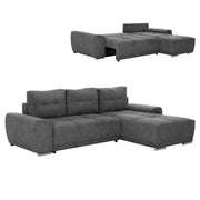 Ъглов диван с функция сън десен Сатурния.01R сив плат 270x181x75Hсм.