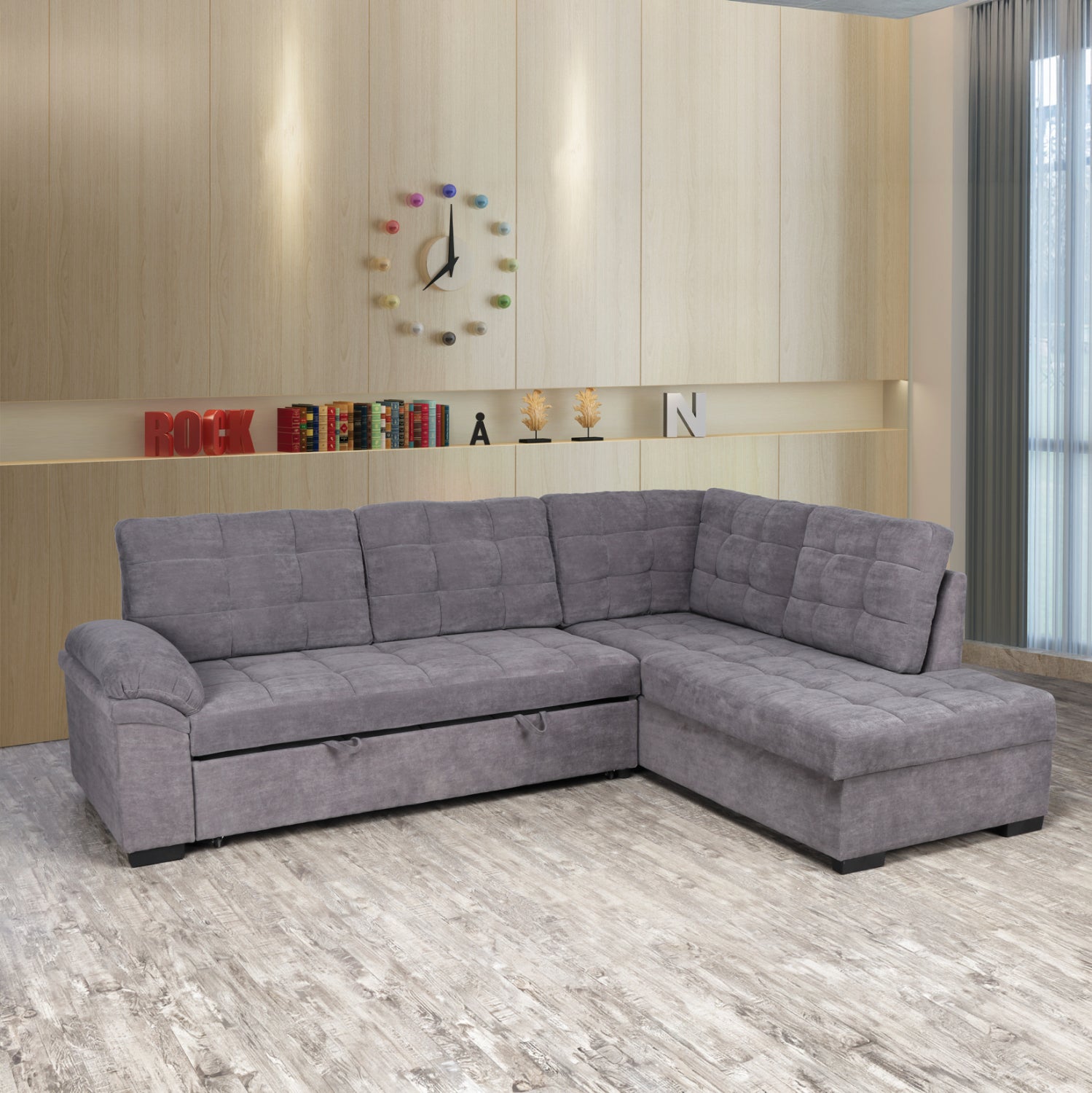 Диван легло Мантуа десен ъгъл тъмносив цвят.02R 252x159x84h cm