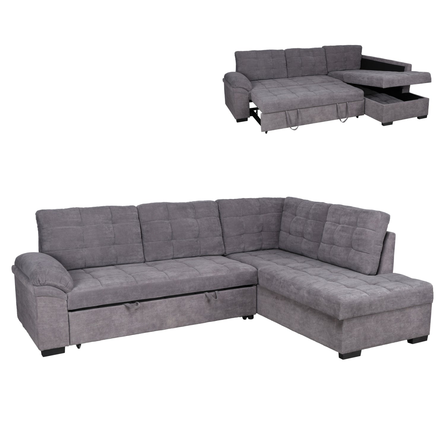 Диван легло Мантуа десен ъгъл тъмносив цвят.02R 252x159x84h cm