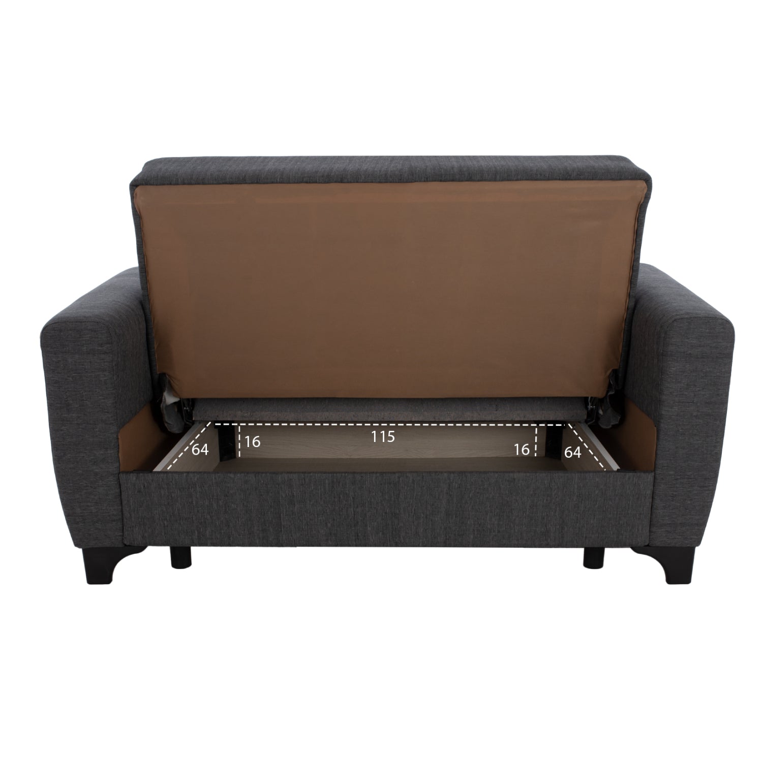 2-местен диван с функция легло, висок гръб, сив, 160x84x88см