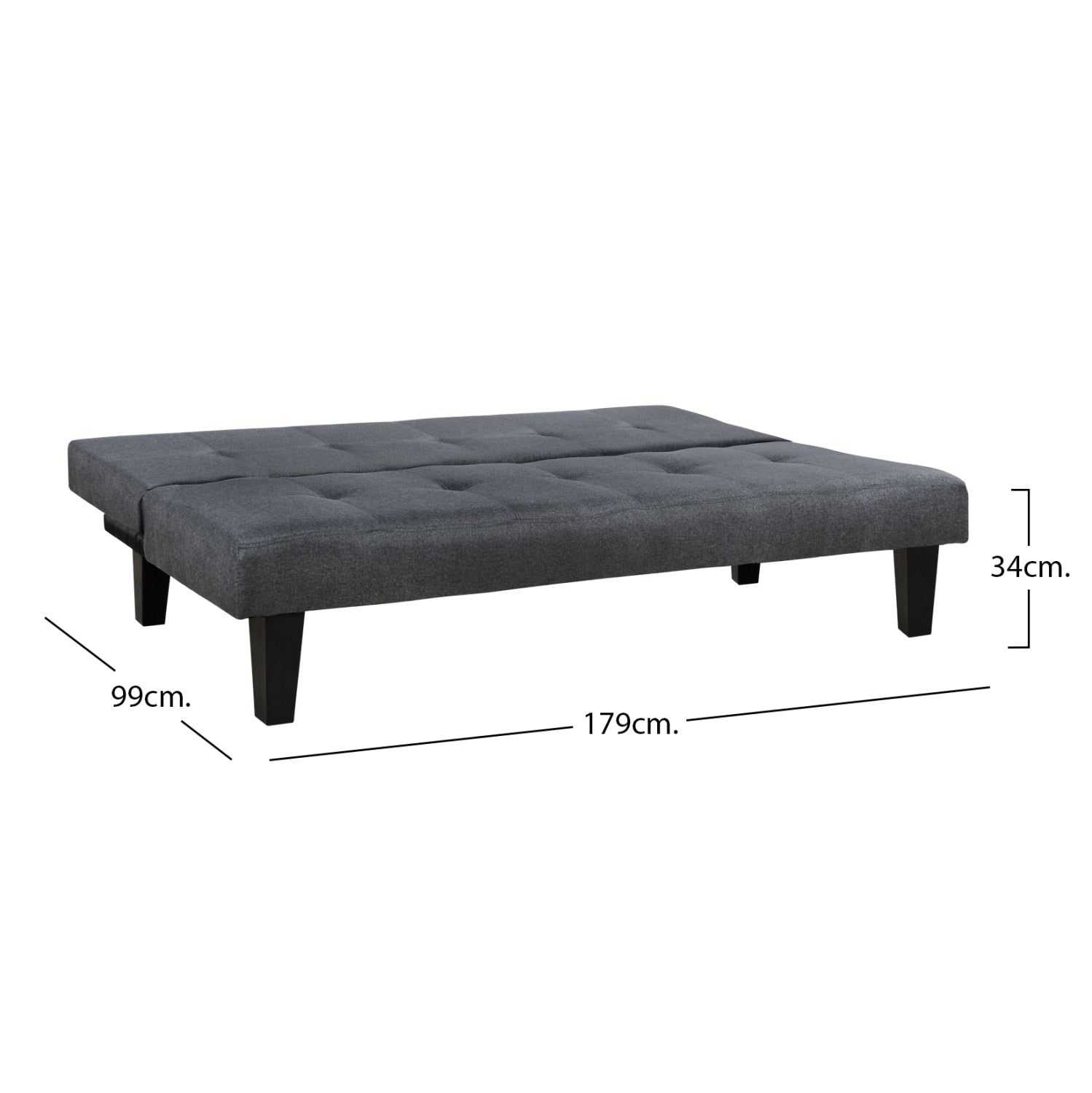 Диван/легло сива тъкан 180x82.5x78Y см