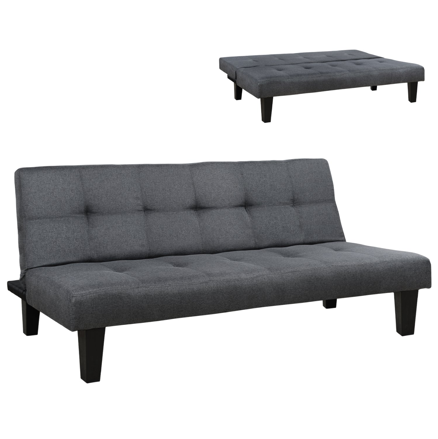 Диван/легло сива тъкан 180x82.5x78Y см