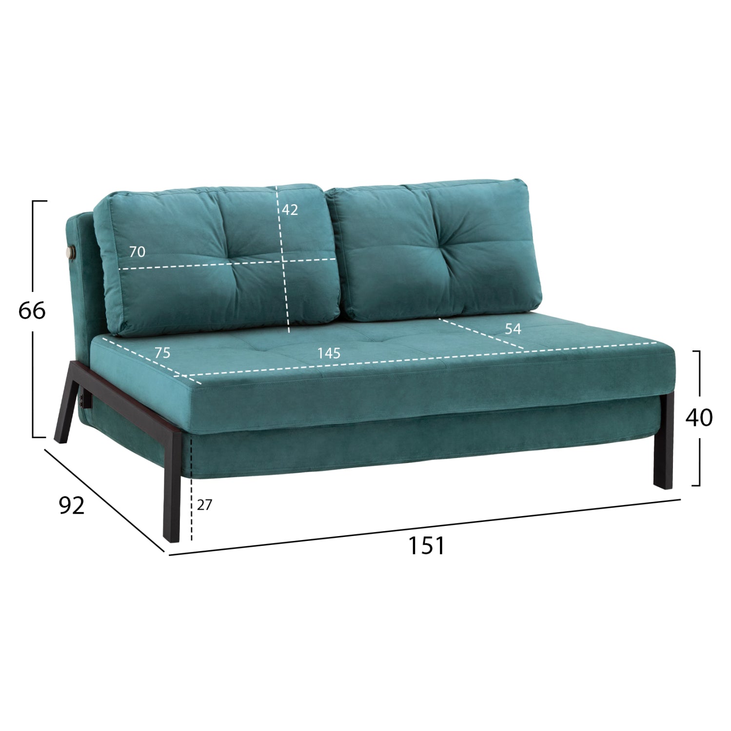 ДИВАН ЛЕГЛО Алгеро МЕНТОЛЕН ВЕЛУР 2½-МЕСТЕН 151x92x66Hсм.