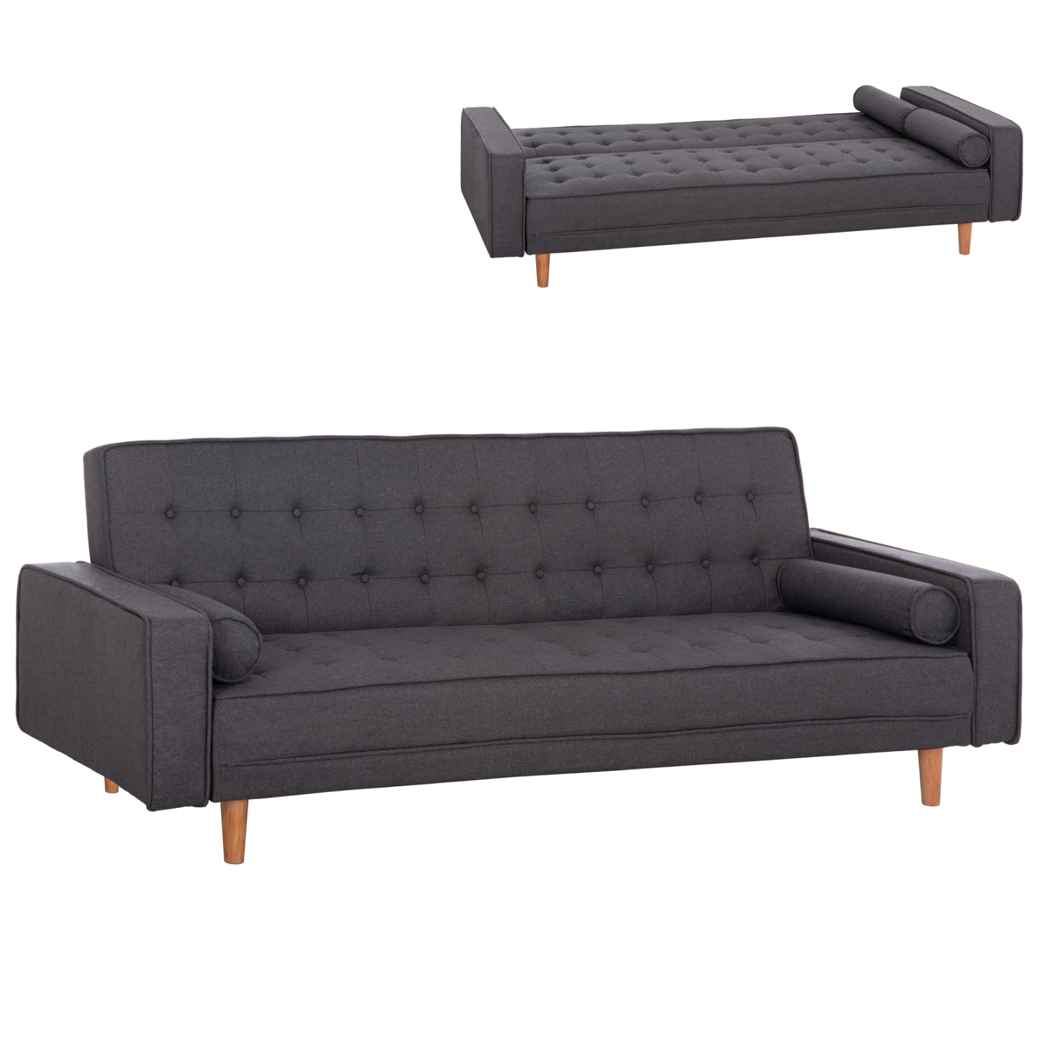 Диван легло Кремона Сив с 2 възглавници 222x97x80Hcm