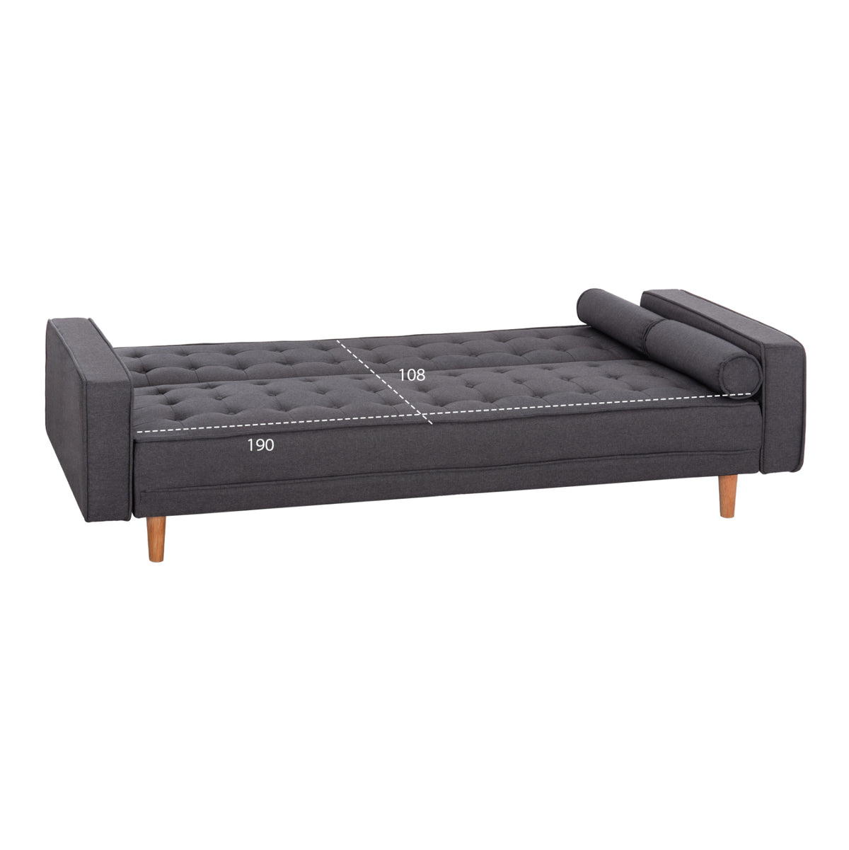 Диван легло Кремона Сив с 2 възглавници 222x97x80Hcm